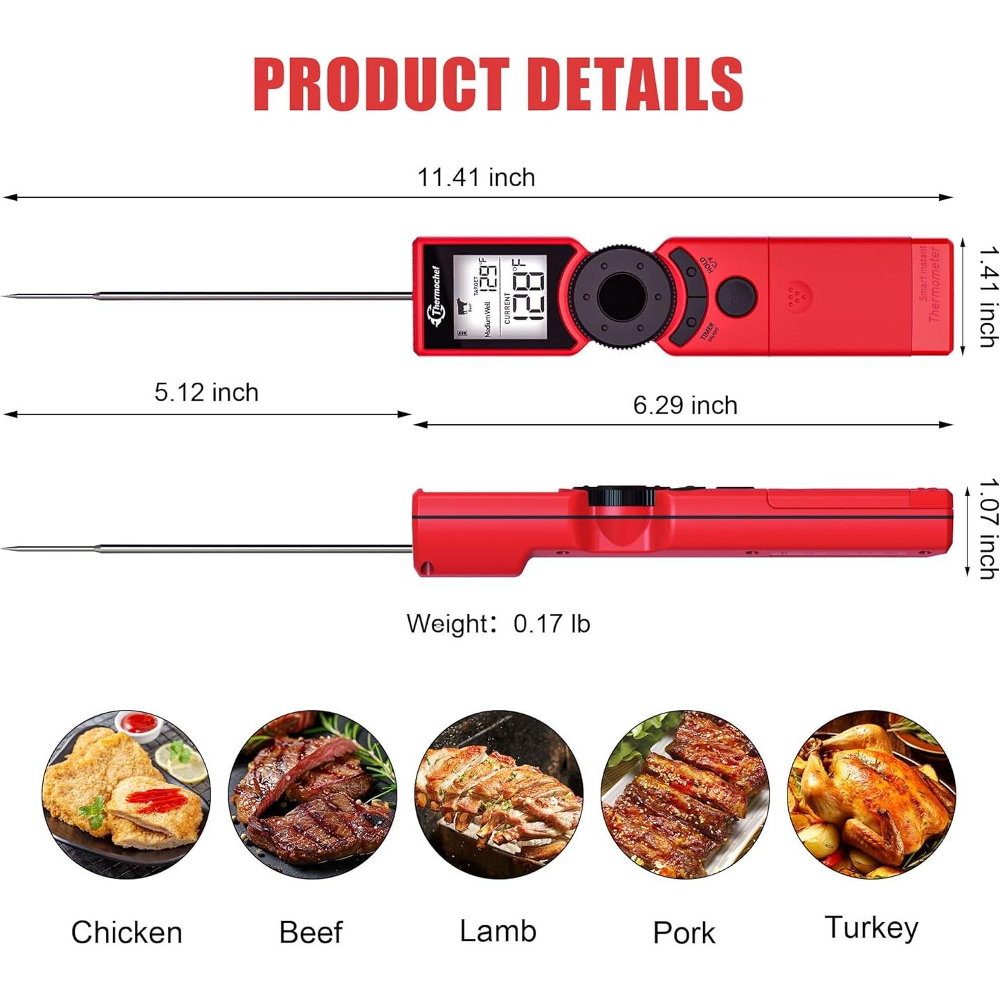 Termómetro Digital de Carne Thermochef Mini6, Precisión 1% °C