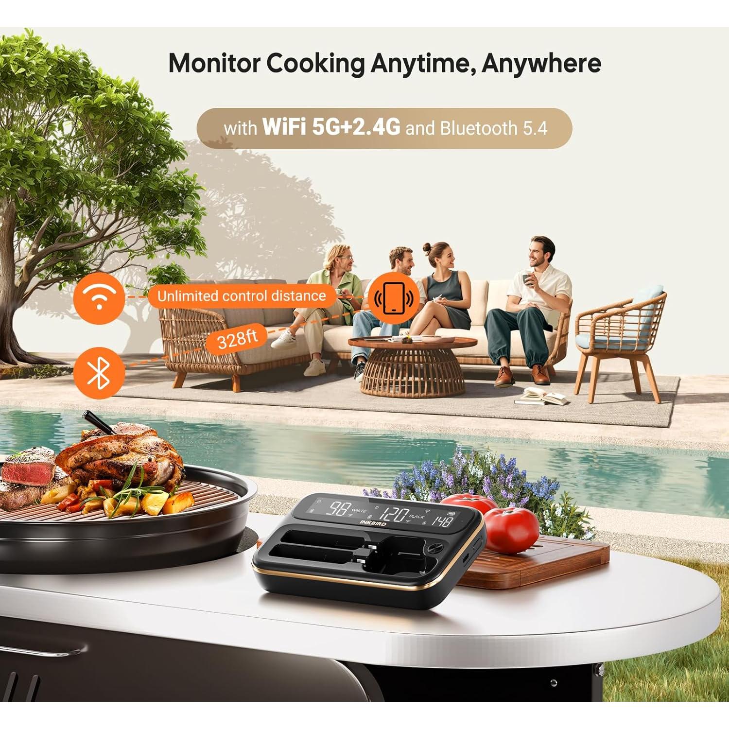 Termómetro de Carne Inalámbrico Inkbird WiFi 2 Sondas