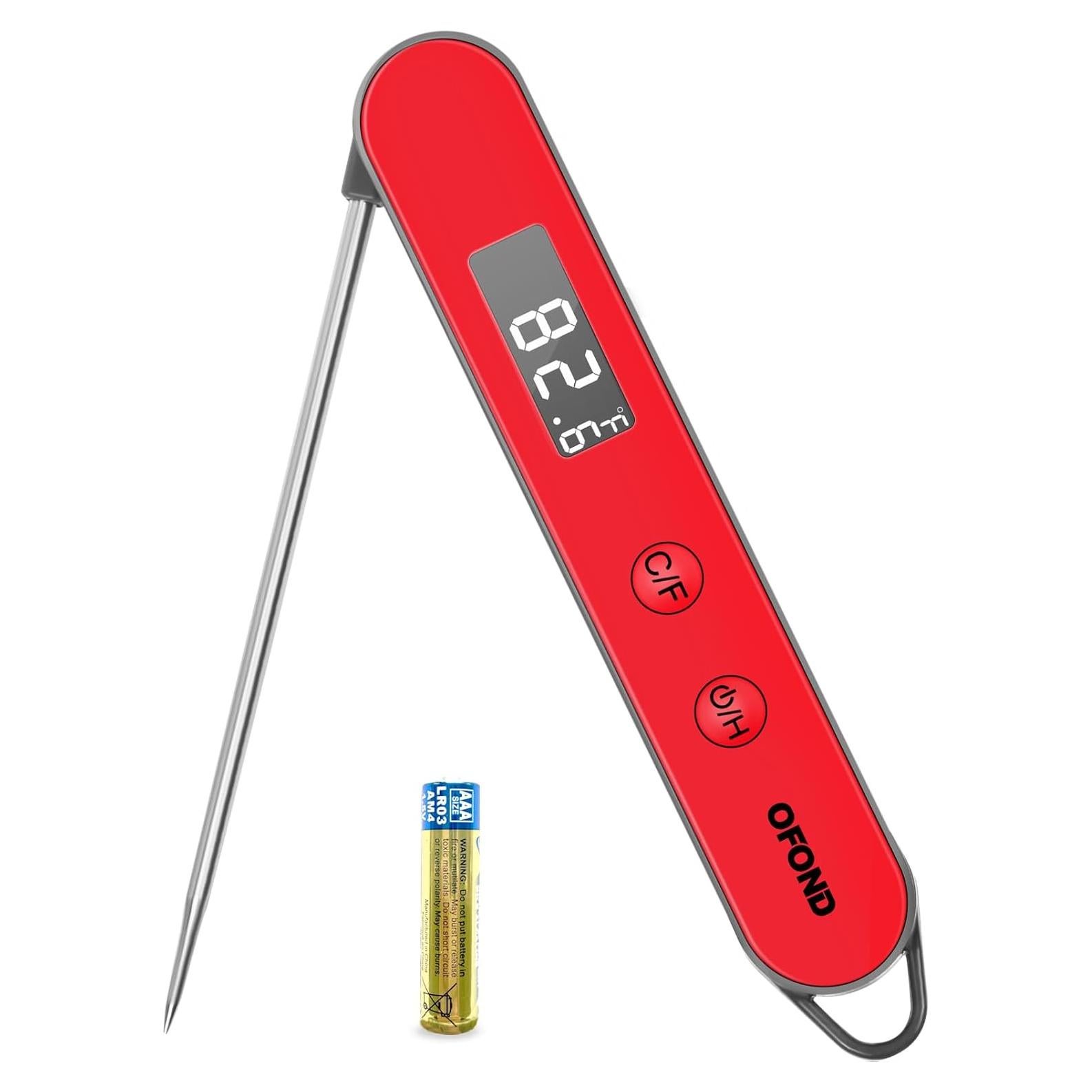 Termómetro Digital de Carne OFOND Rojo Plegable LCD 300°C