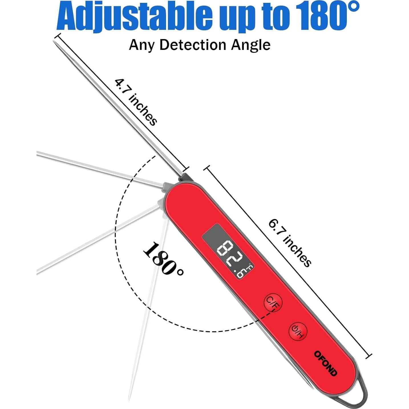 Termómetro Digital de Carne OFOND Rojo Plegable LCD 300°C