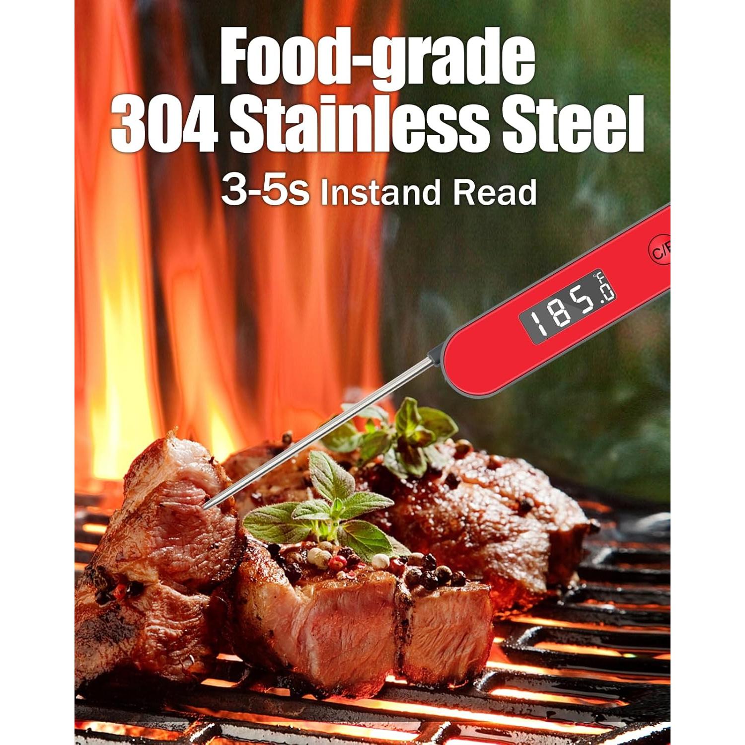 Termómetro Digital de Carne OFOND Rojo Plegable LCD 300°C