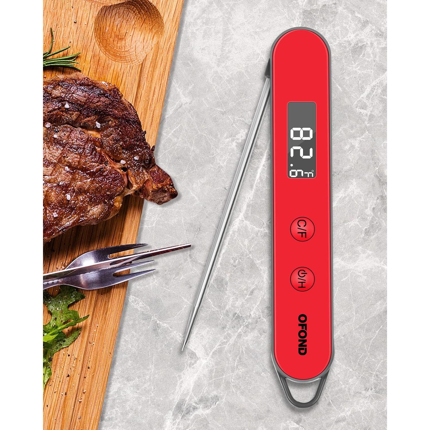 Termómetro Digital de Carne OFOND Rojo Plegable LCD 300°C