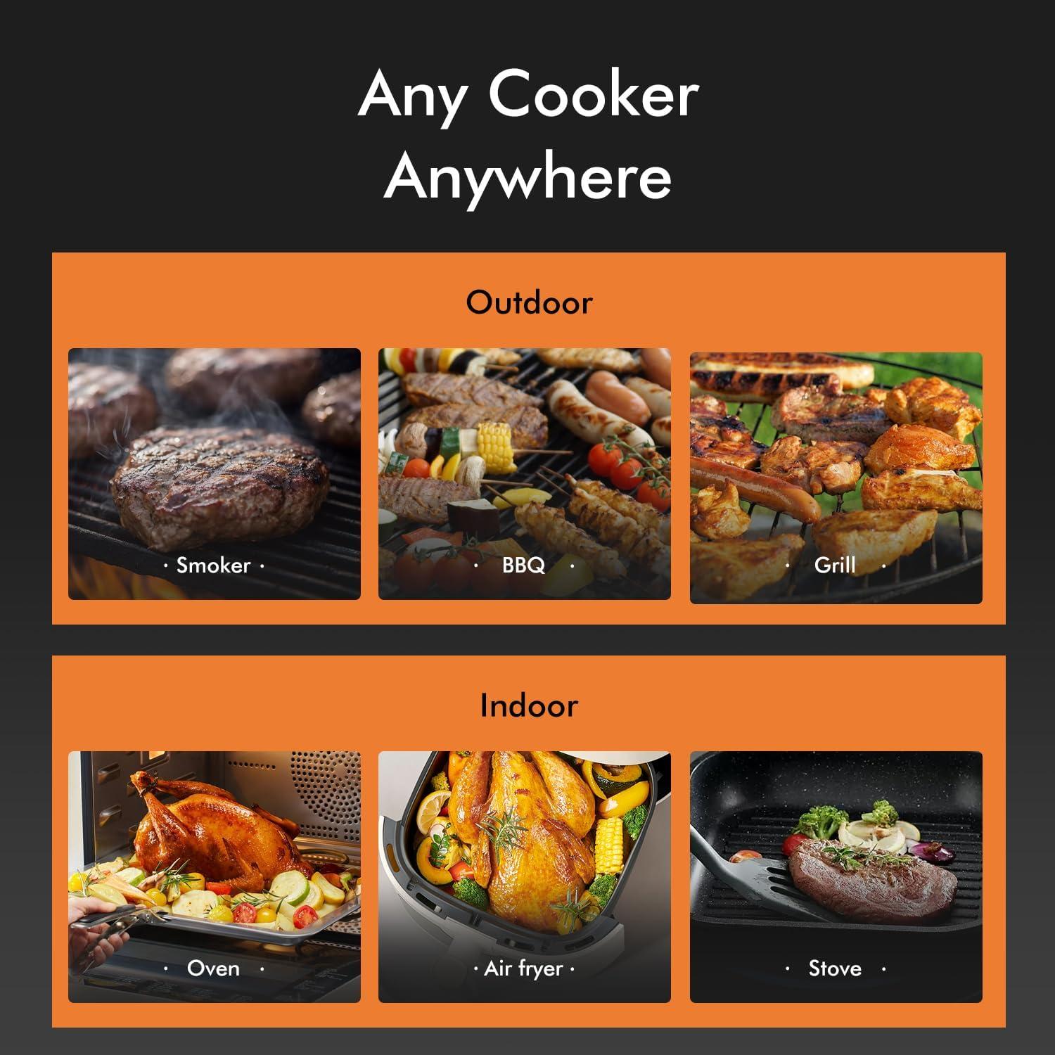 Termómetro de Carne Inalámbrico NIGOGOR FM230 con 4 Probes