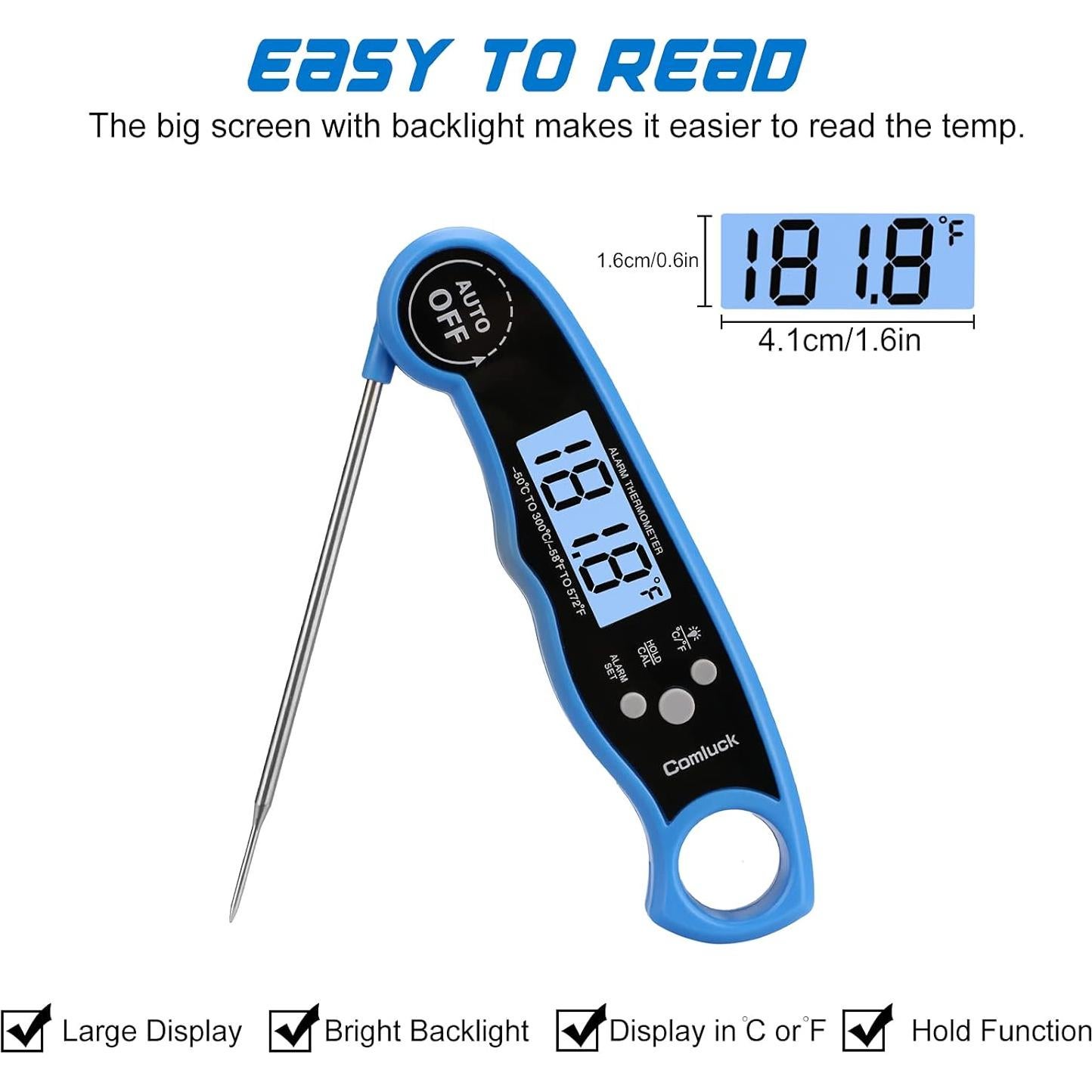 Termómetro Digital de Carne Comluck CA002 2-en-1 con Alarma