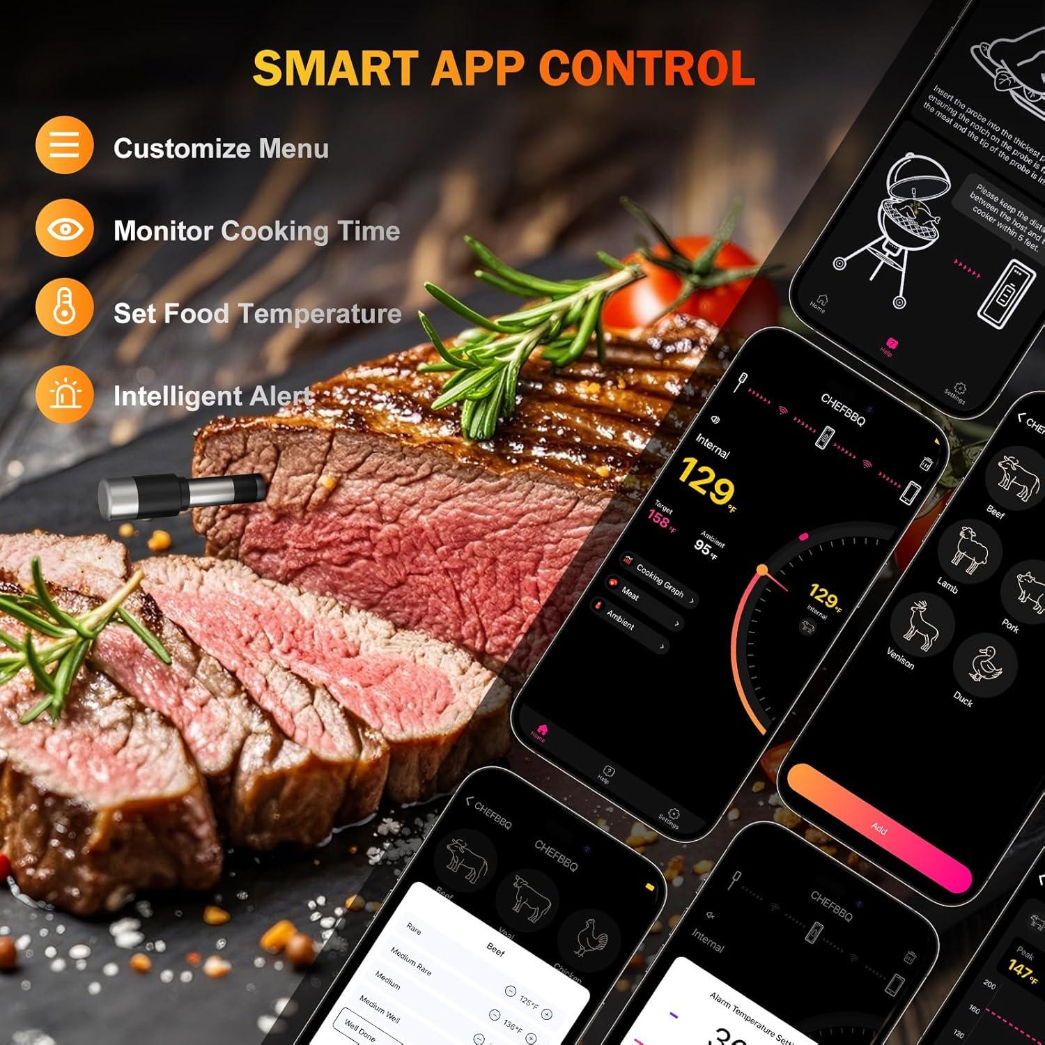 Termómetro de Carne Inalámbrico NoWoW BQ50 Bluetooth 800FT