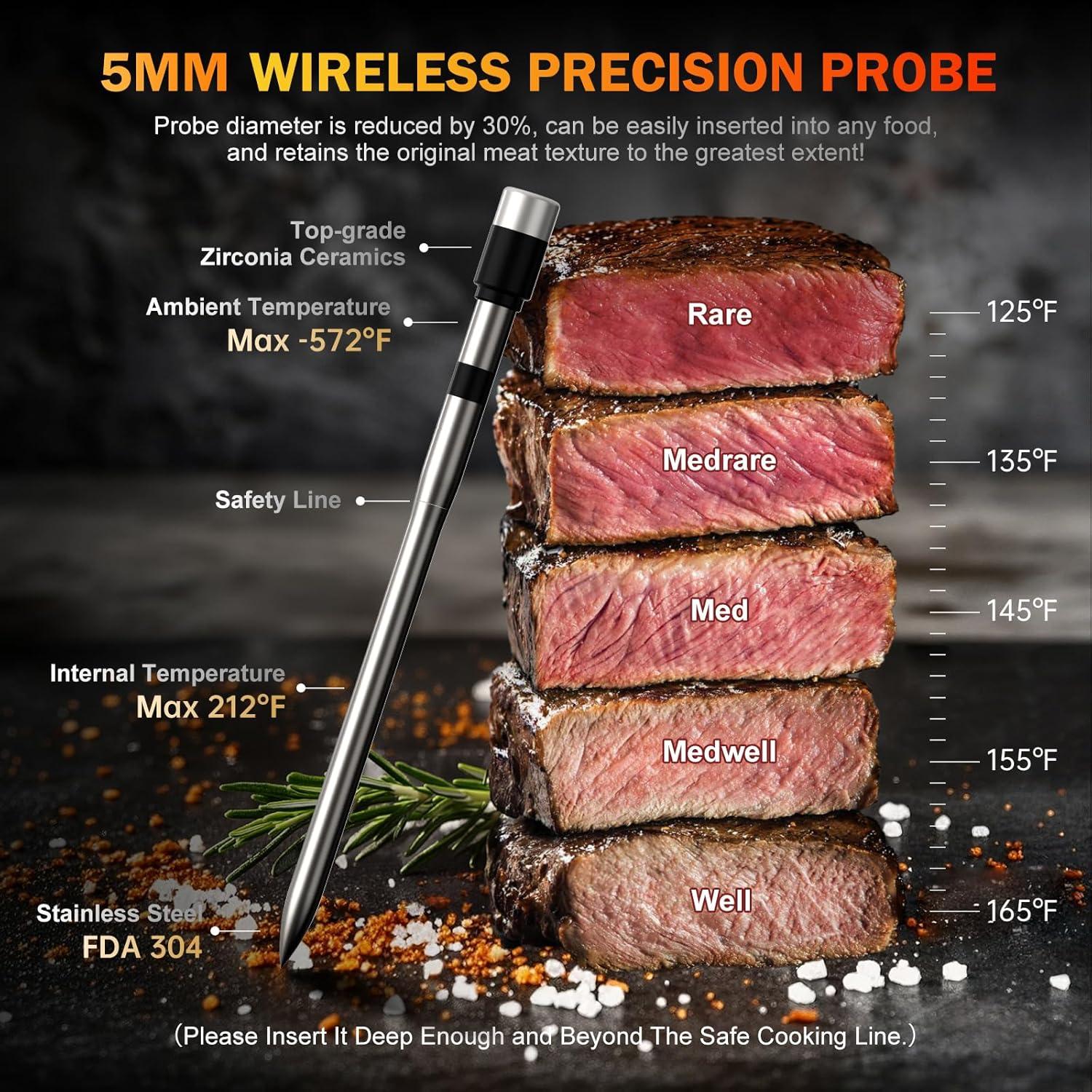 Termómetro de Carne Inalámbrico NoWoW BQ50 Bluetooth 800FT