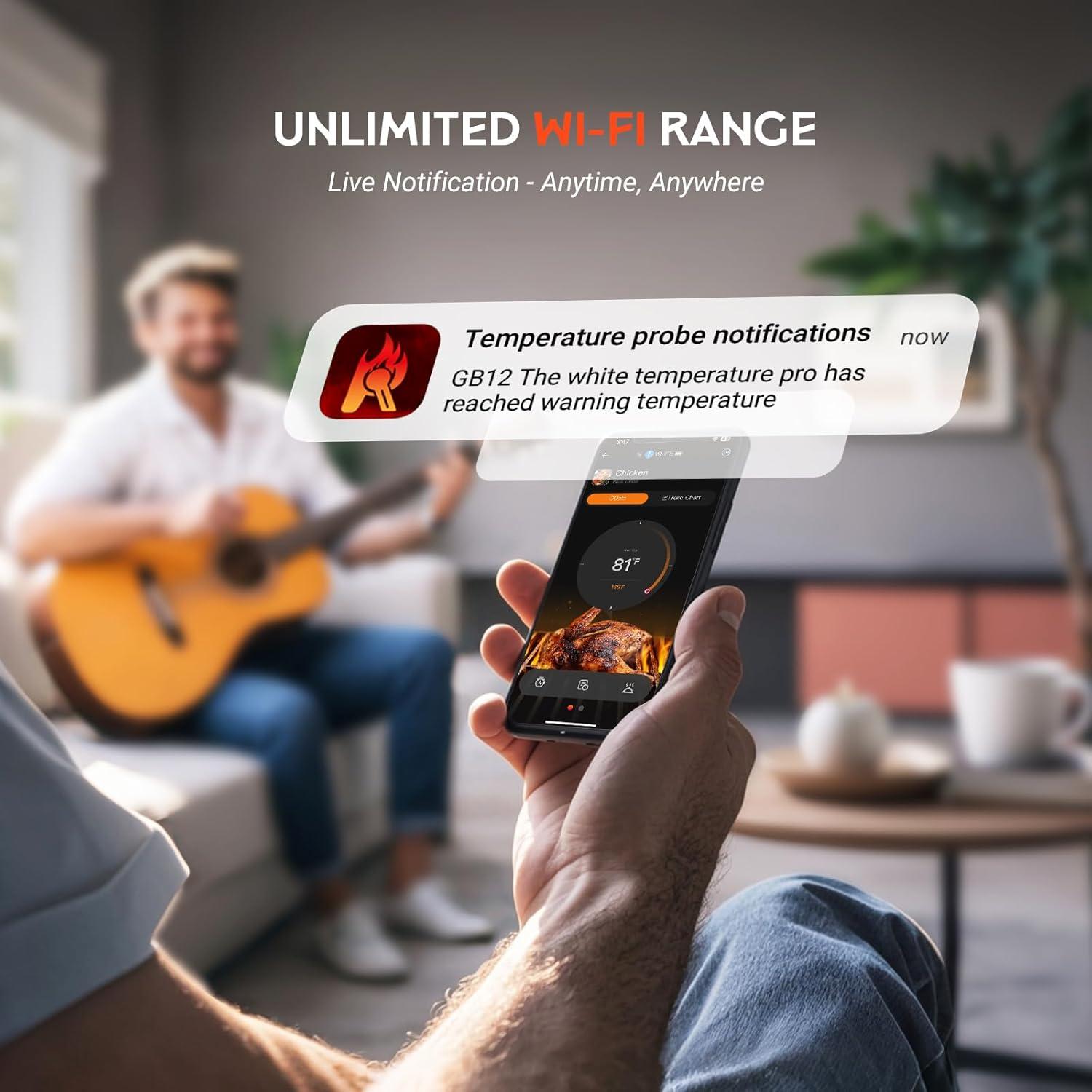 Termómetro de Carne Inalámbrico GrillBliss Doble Sonda IP67