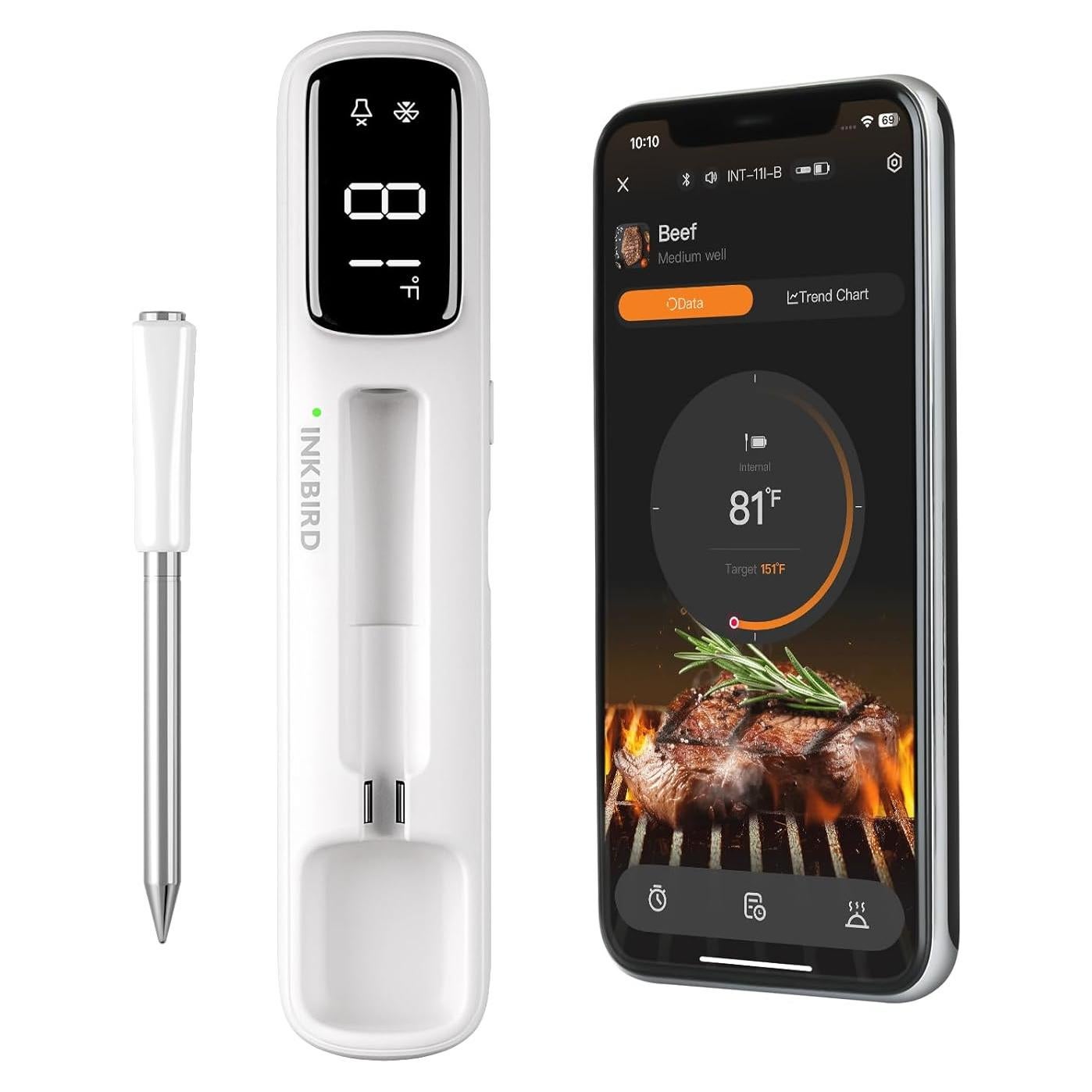 Termómetro de Carne Inkbird Mini Bluetooth 1000ft IP67