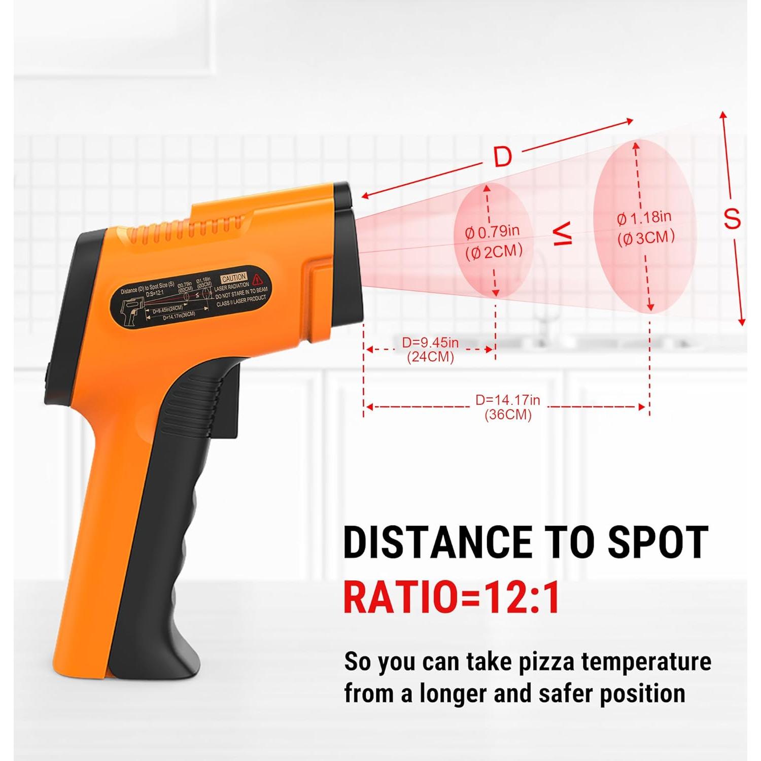 Termómetro Infrarrojo ThermoPro TP30, 550°C, Precisión Alta