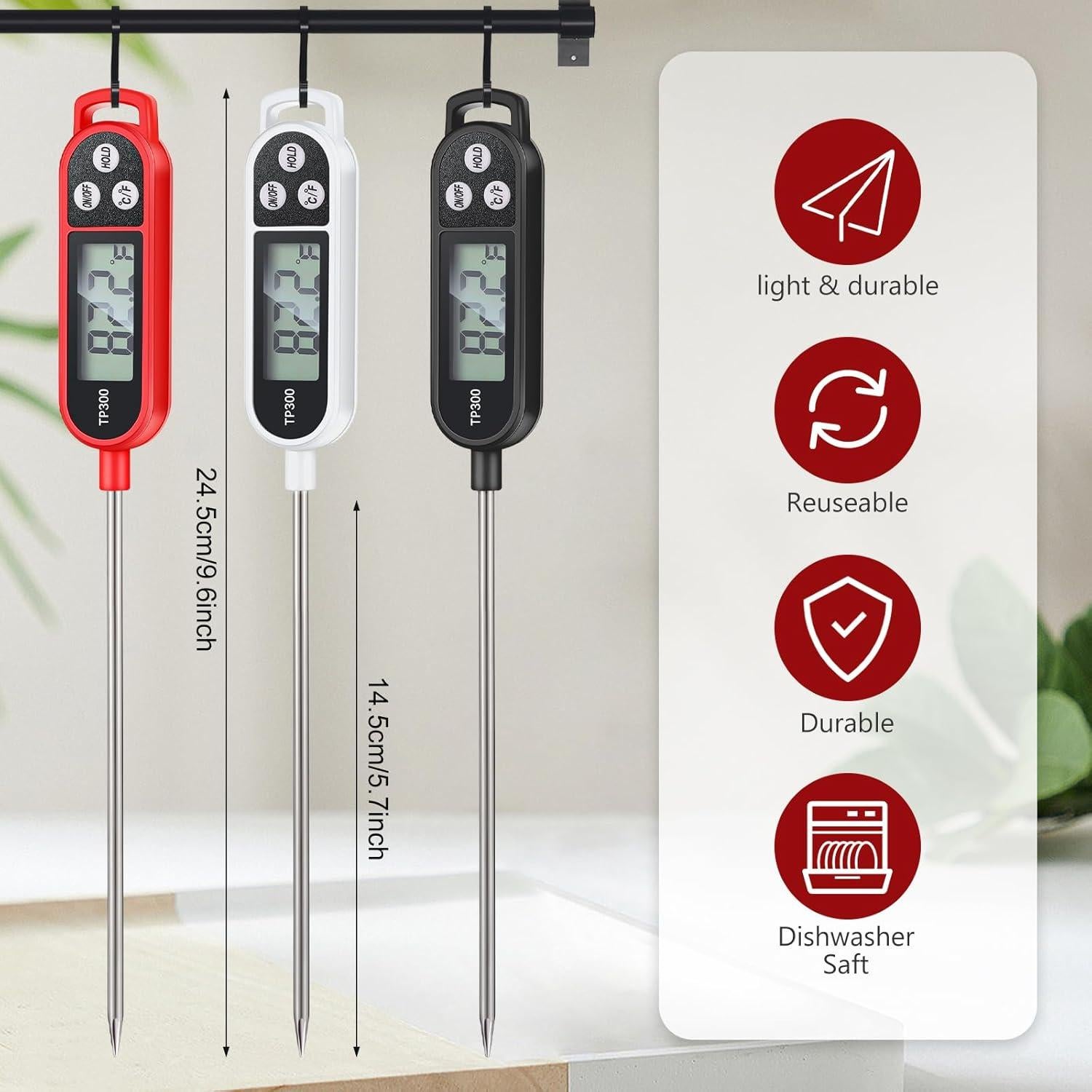 Termómetro de carne digital Copkim 6 piezas sonda 24.5 cm