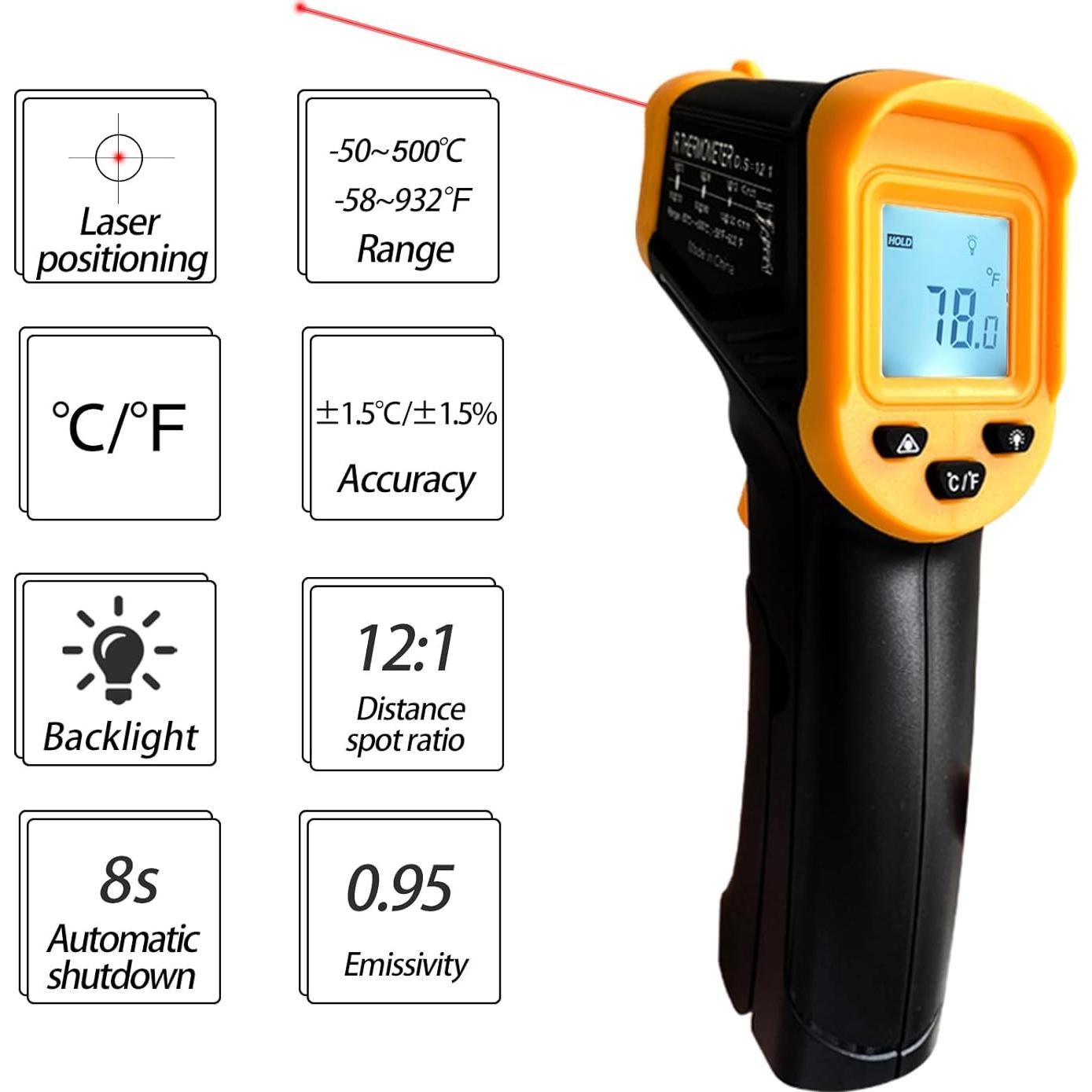 Termómetro Infrarrojo Digital GM50 Dongguan -50°C a 500°C