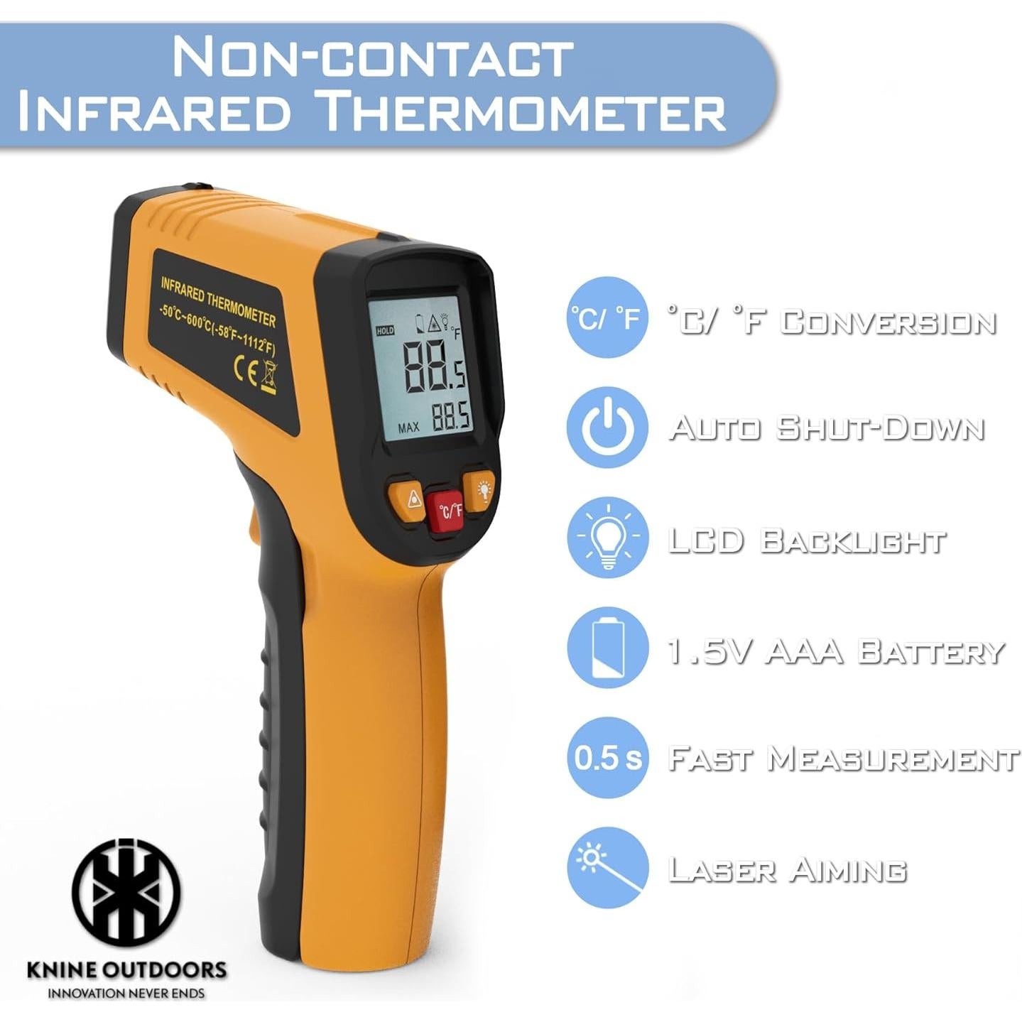 Termómetro Infrarrojo KNINE OUTDOORS Laser -50°C a 600°C