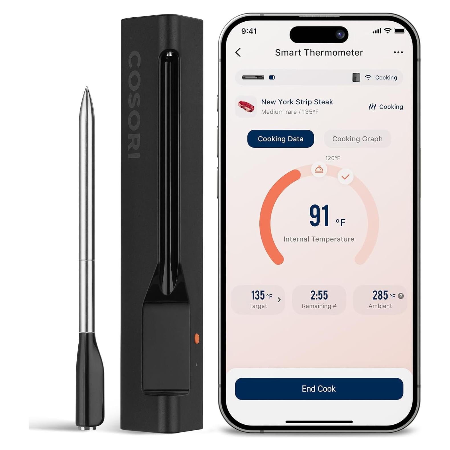 Termómetro de Carne Inalámbrico COSORI CMT-R161S Digital