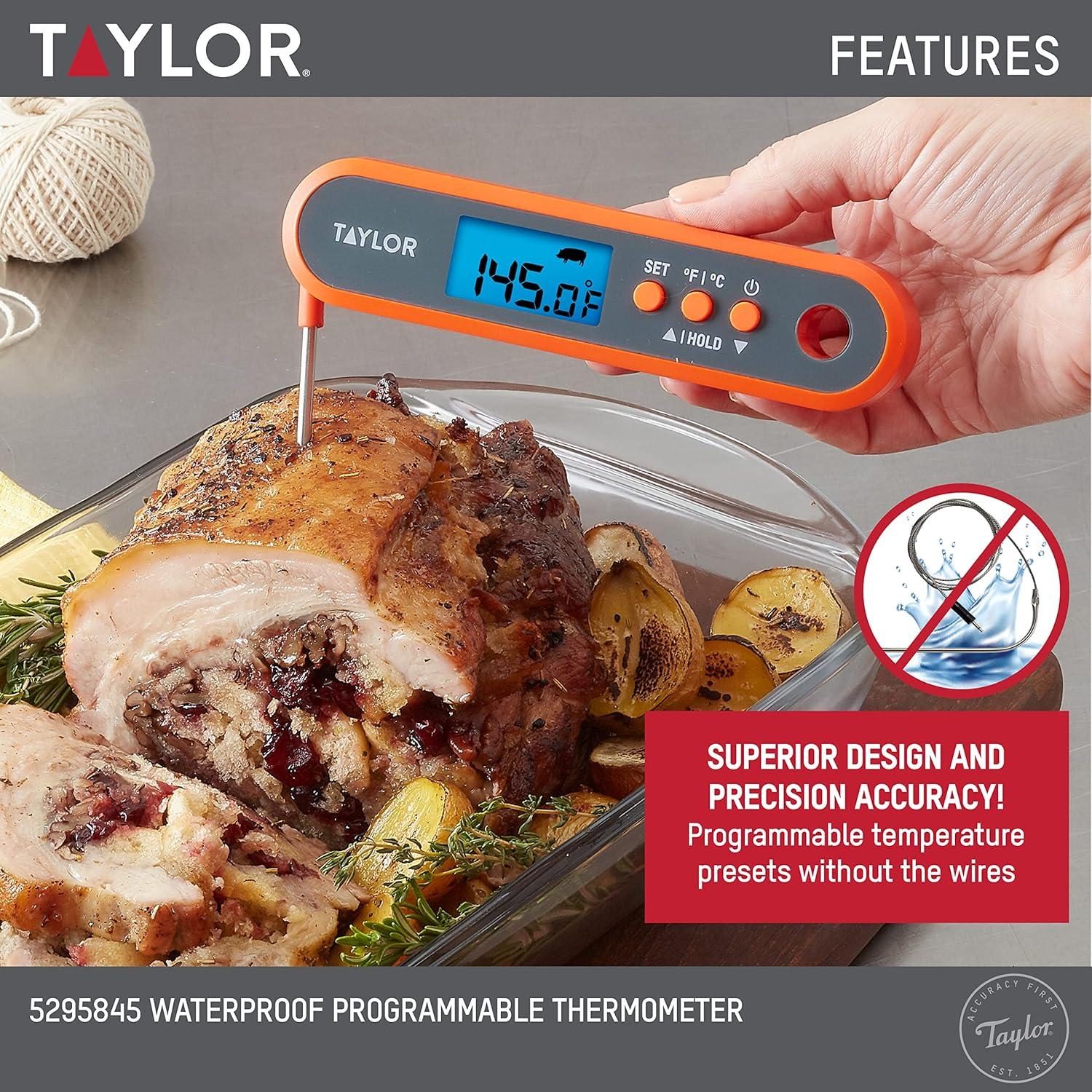 Termómetro Digital de Cocina Taylor Plegable IPX7 con Sonda