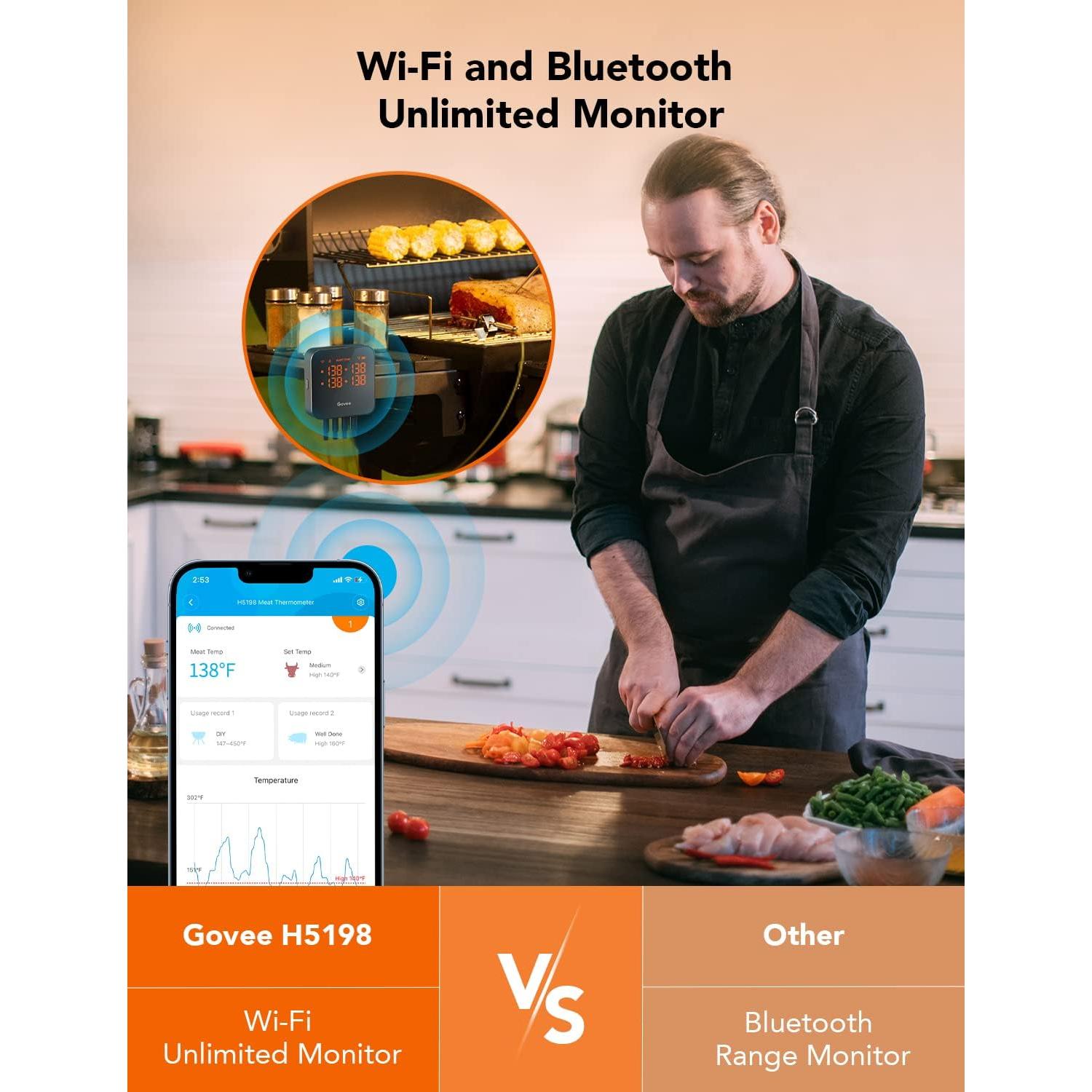 Termómetro de Carne Inalámbrico Govee H5198 4 Sondas WiFi