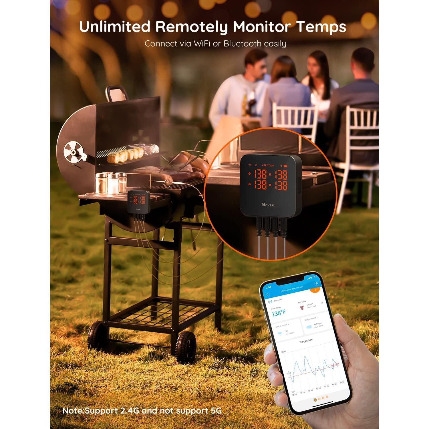 Termómetro de Carne Inalámbrico Govee H5198 4 Sondas WiFi