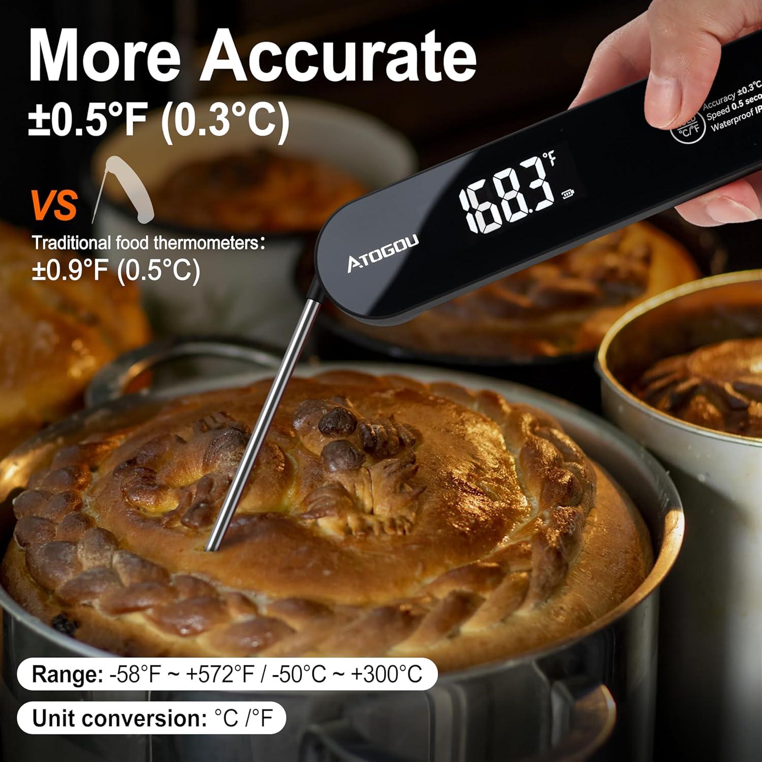 Termómetro de Alimentos Atogou TH-22 Negro IPX7 Preciso