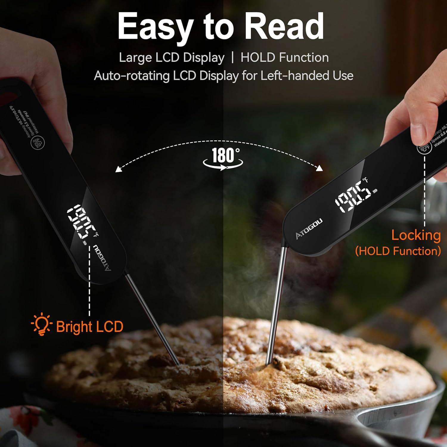 Termómetro de Alimentos Atogou TH-22 Negro IPX7 Preciso