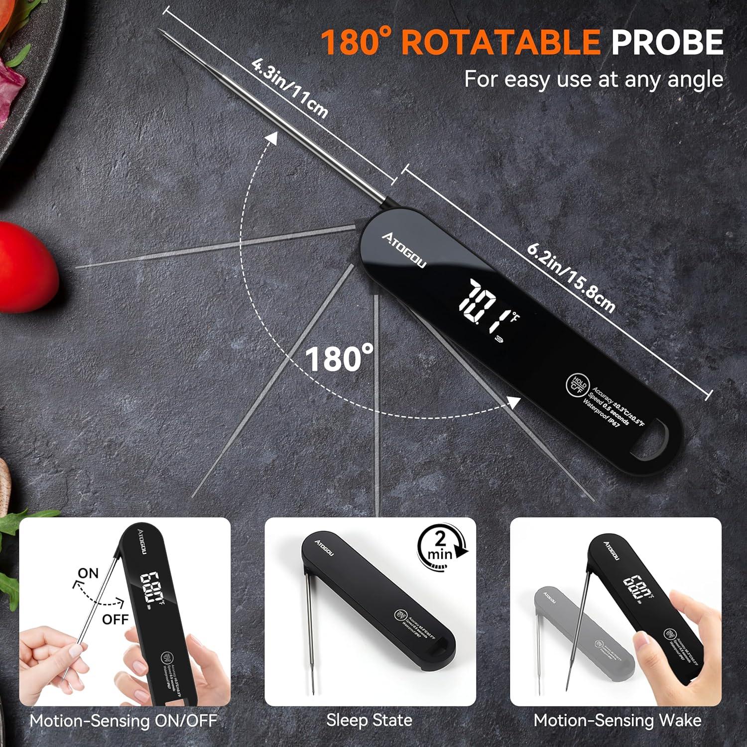 Termómetro de Alimentos Atogou TH-22 Negro IPX7 Preciso