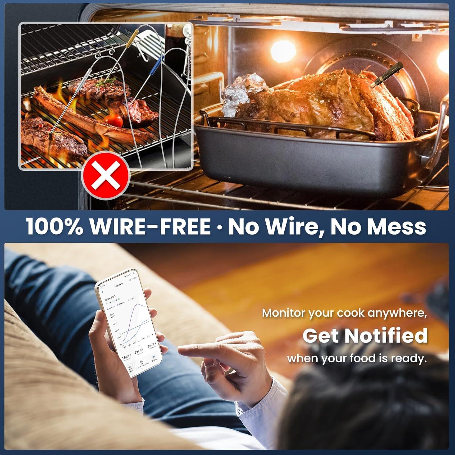 Termómetro de Carne Inalámbrico iDiAK CP10 Doble Sensor 152m