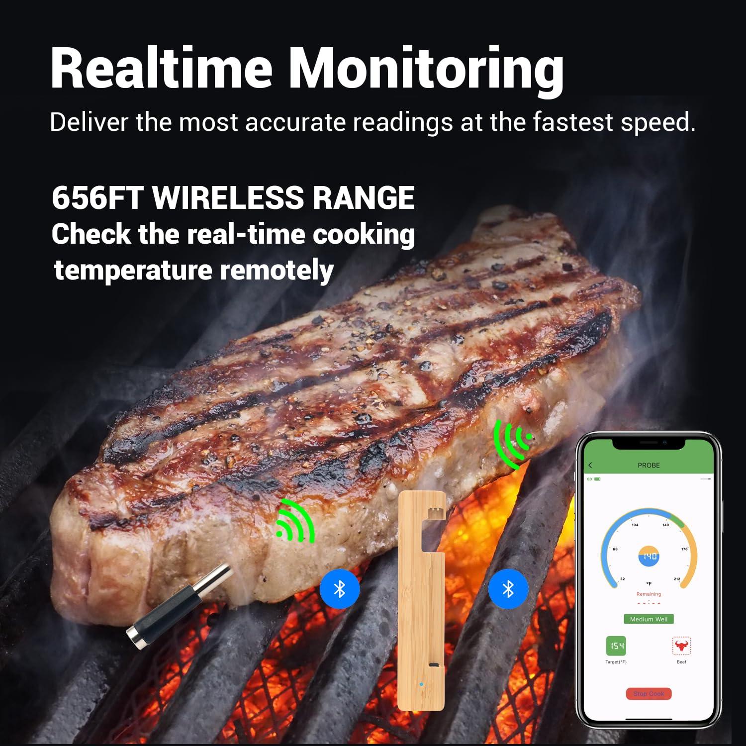 Termómetro de Carne Inalámbrico AIBBQLIFE Bluetooth 5.2 IP68