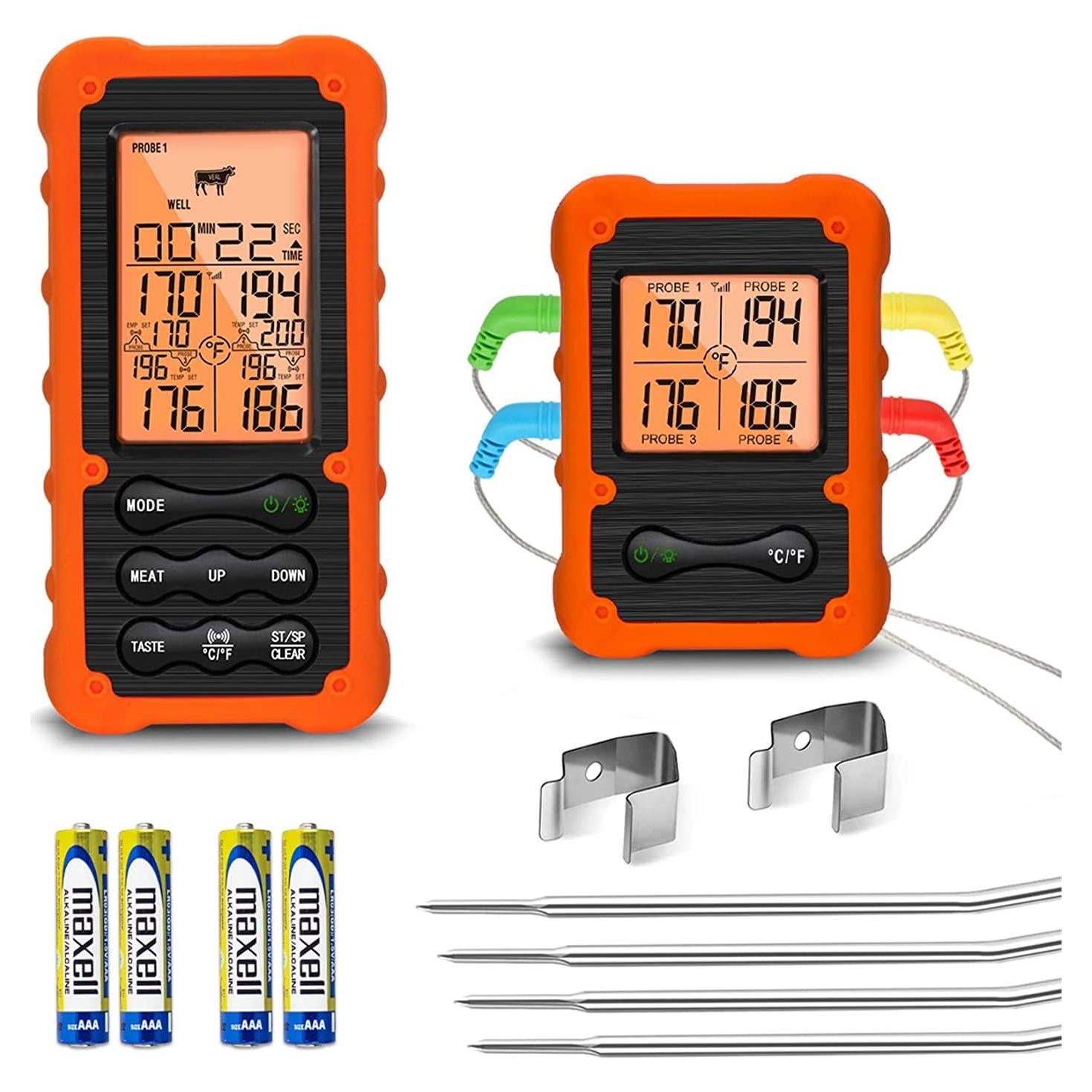 Termómetro Digital Inalámbrico VAUNO para Carne 4 Probetas
