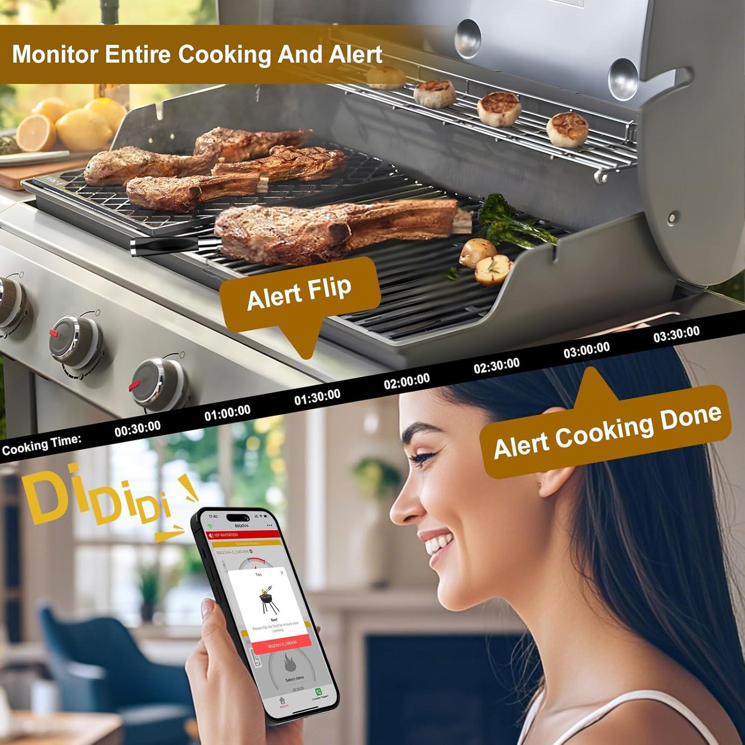 Termómetro de Carne Inalámbrico WiFi BBQOVN BBQ4 7 Sensores