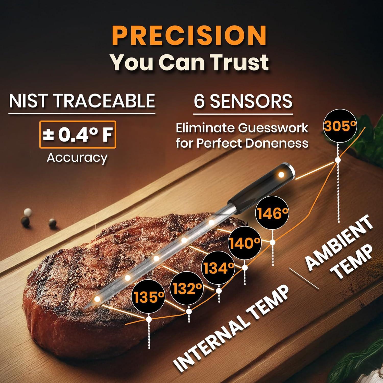 Termómetro de Carne Inalámbrico MeatStick V, 648°C, WiFi/Bluetooth