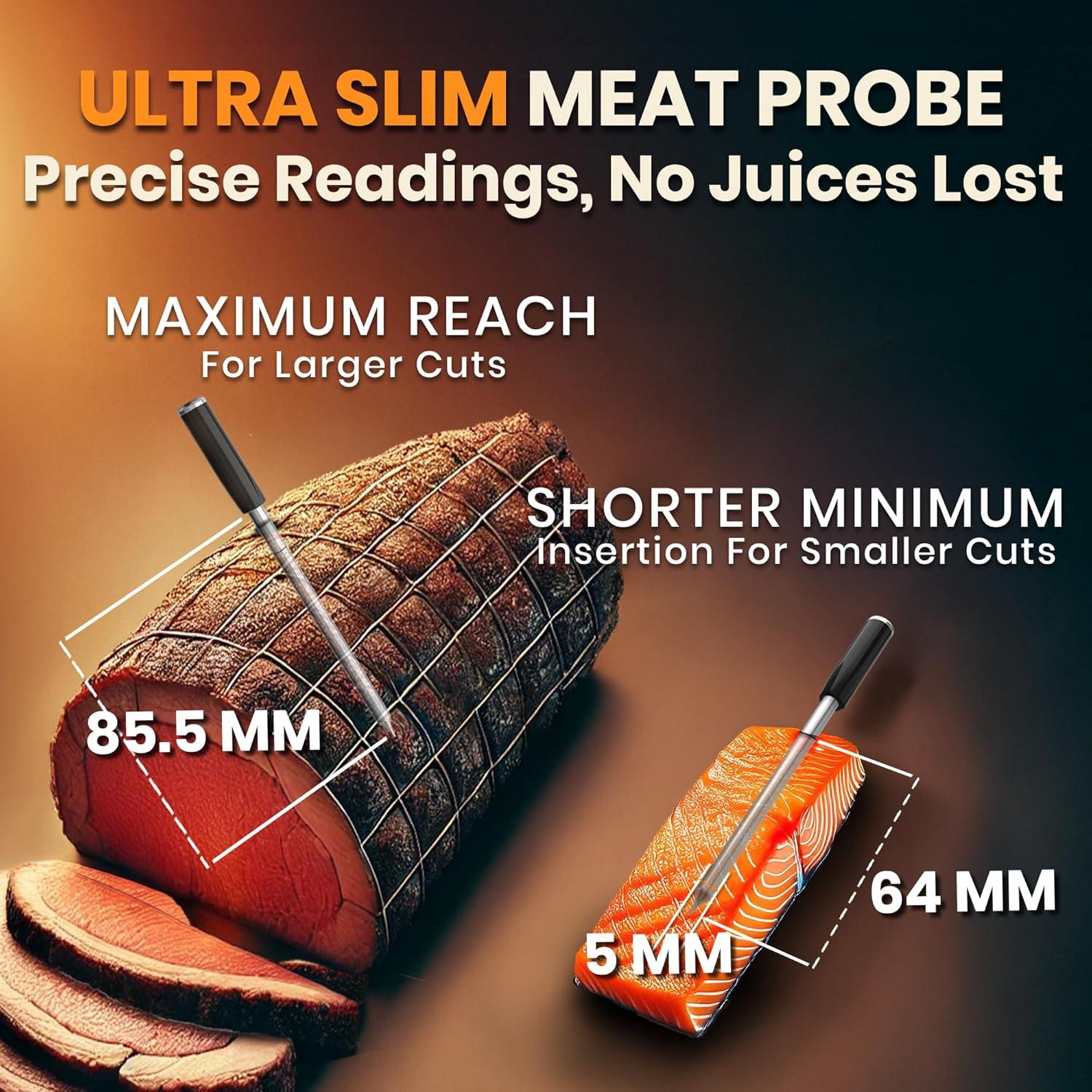 Termómetro de Carne Inalámbrico MeatStick V, 648°C, WiFi/Bluetooth