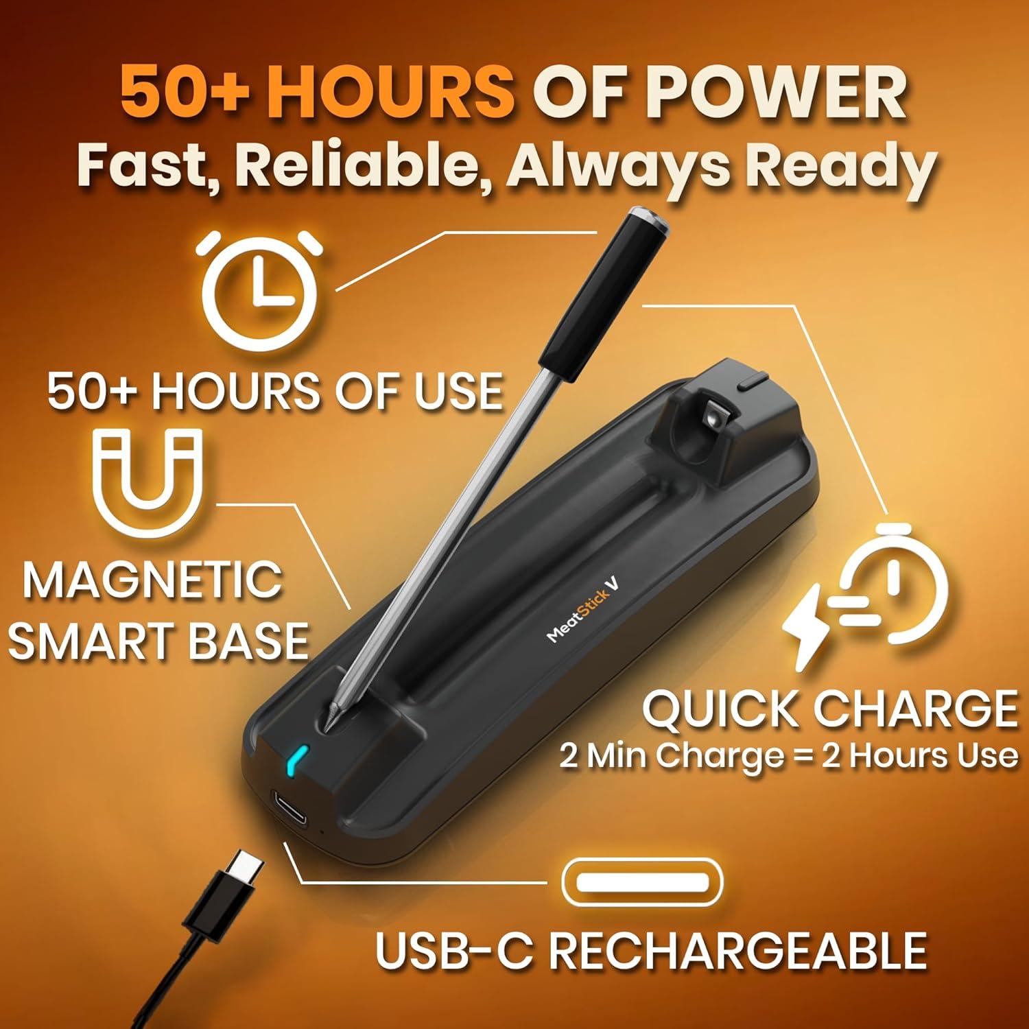 Termómetro de Carne Inalámbrico MeatStick V, 648°C, WiFi/Bluetooth