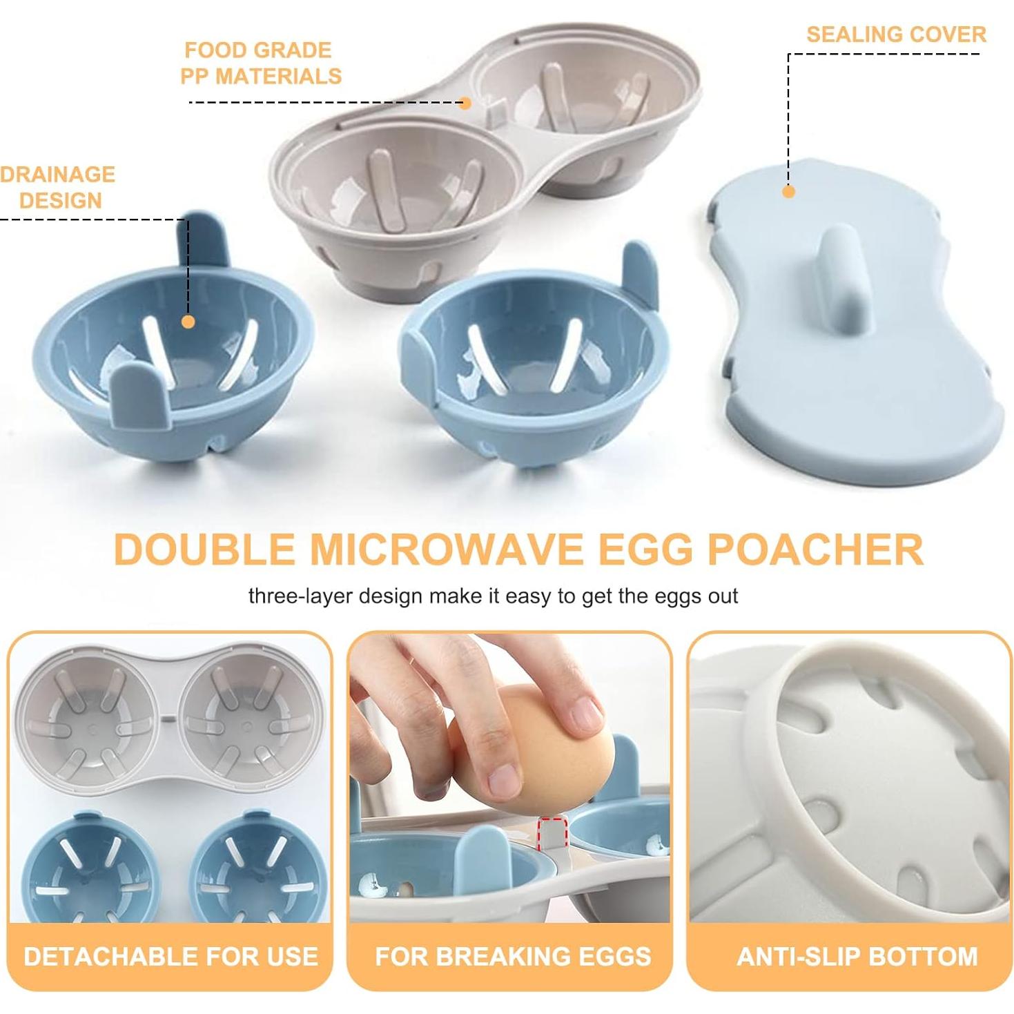 Cocinero de huevos al vapor LTWQLing 2 cavidades silicona