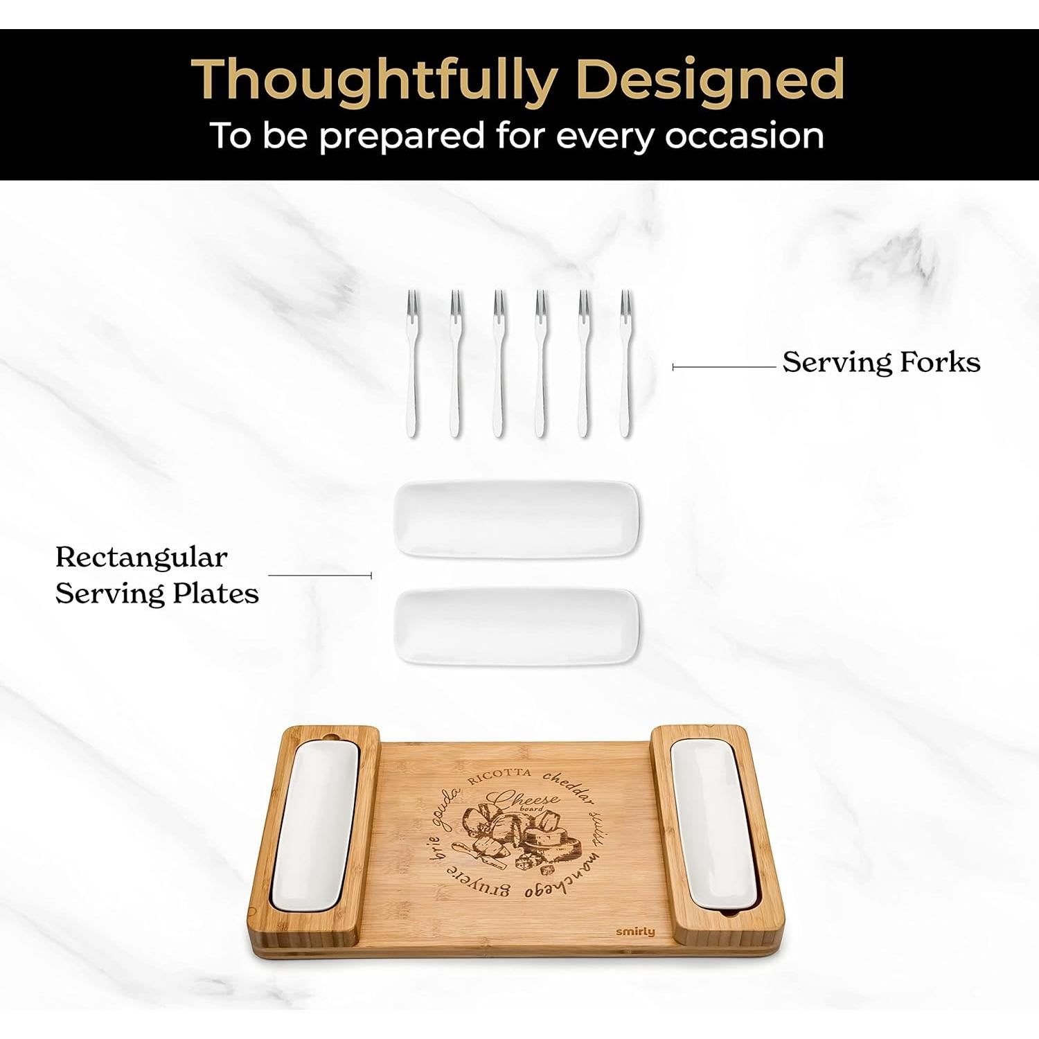 Juego de Tablas de Charcutería SMIRLY - 43x25 cm - Bambú