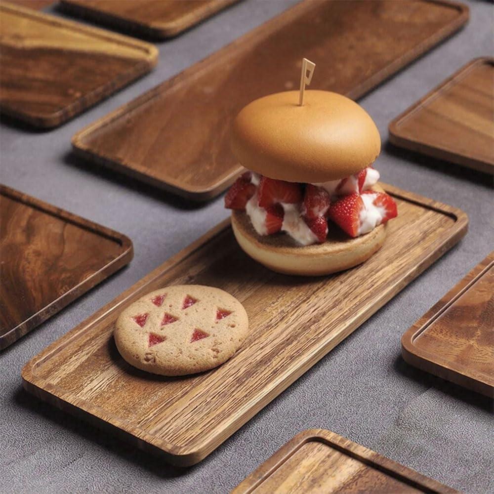 Bandeja de Servicio de Madera de Acacia Linwnil 36x14 cm