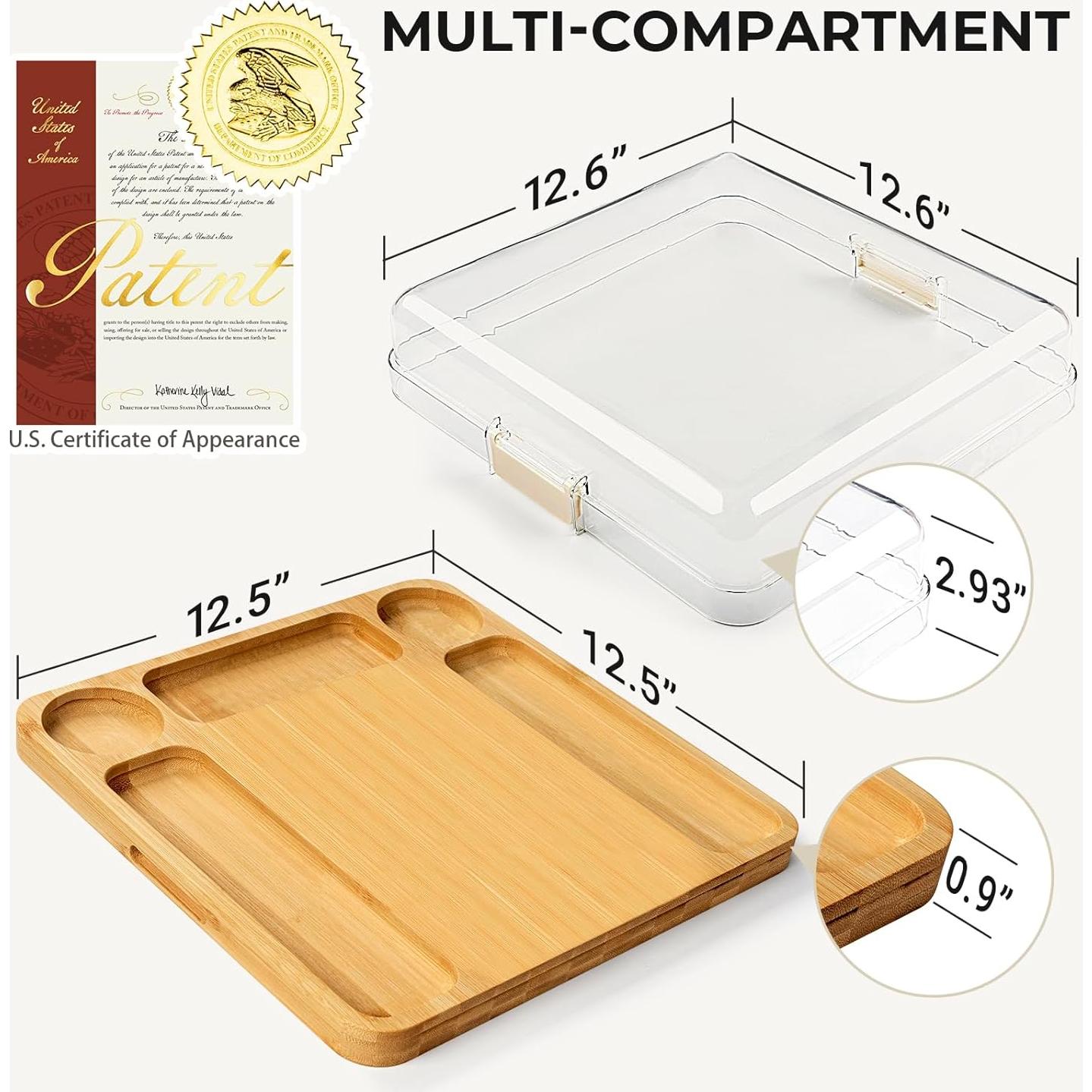 Tabla de Charcutería Combler de Bambú 5 Compartimentos 31.75cm