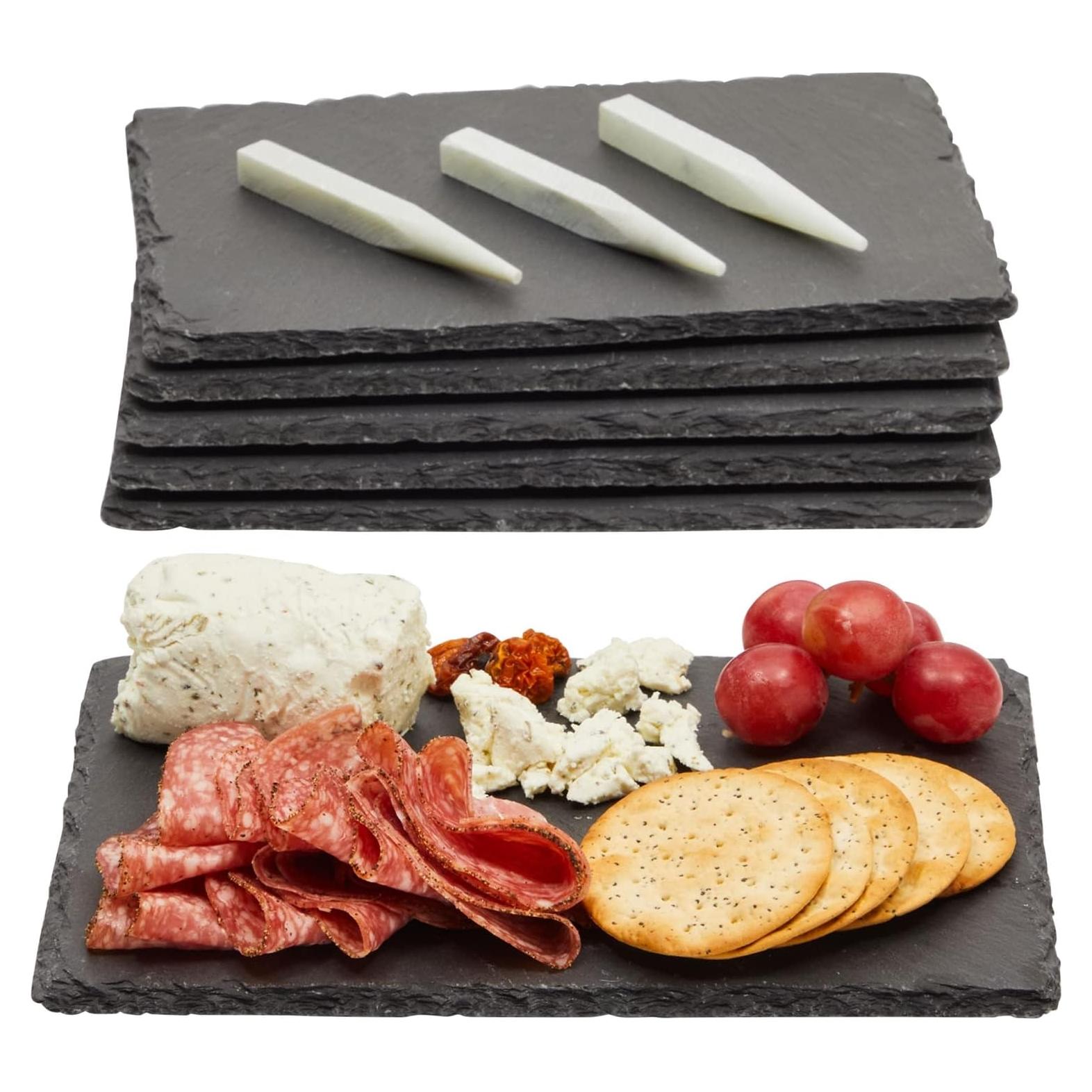 Set de 6 Tablas de Pizarra Juvale para Charcutería 15x22 cm