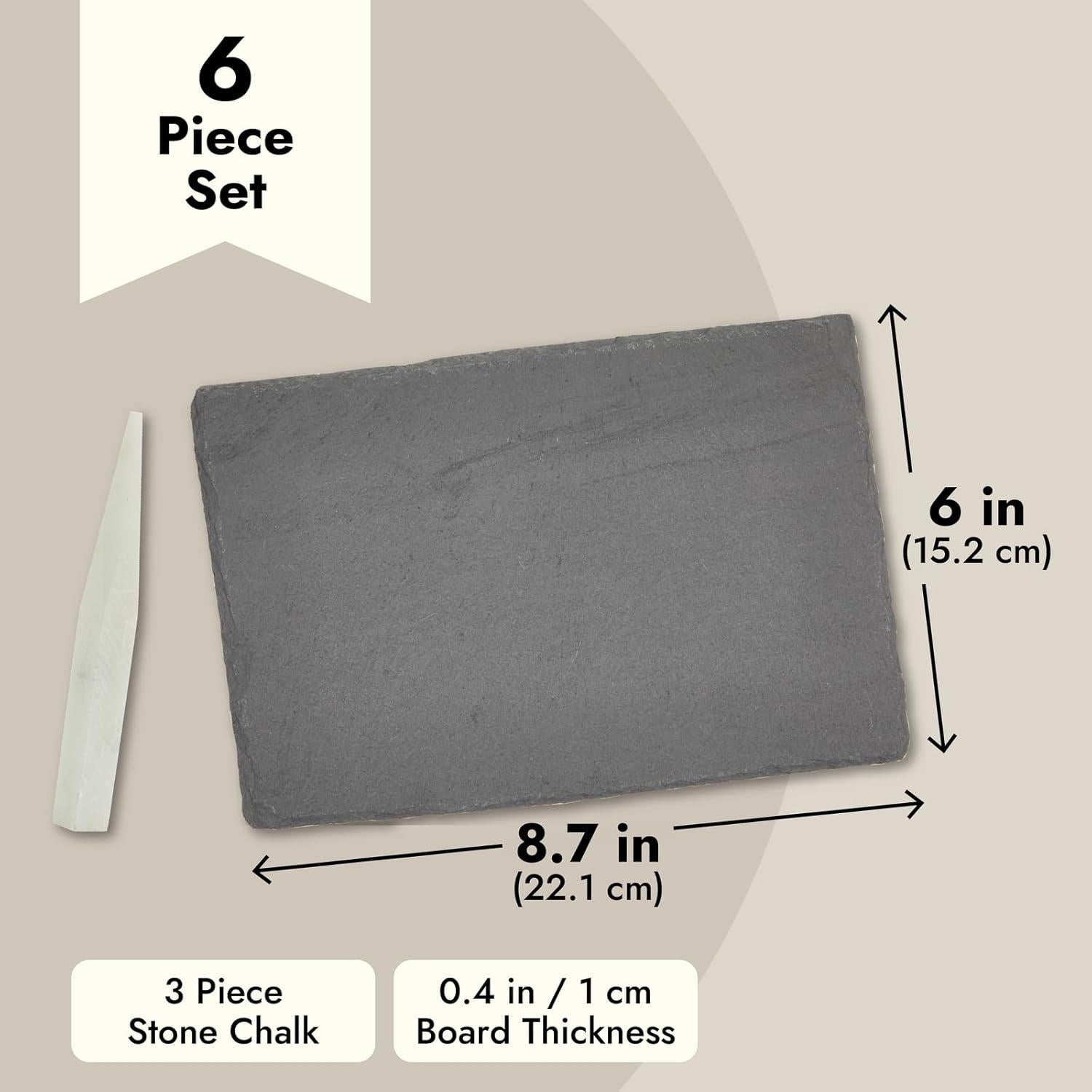 Set de 6 Tablas de Pizarra Juvale para Charcutería 15x22 cm