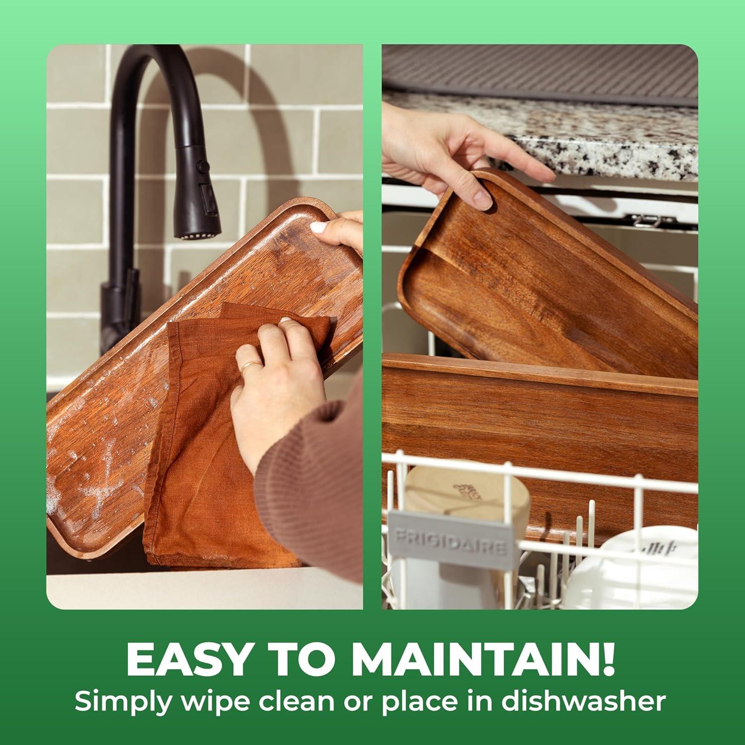 Juego de 3 Bandejas de Madera Acacia Home Beets 35,5x14 cm