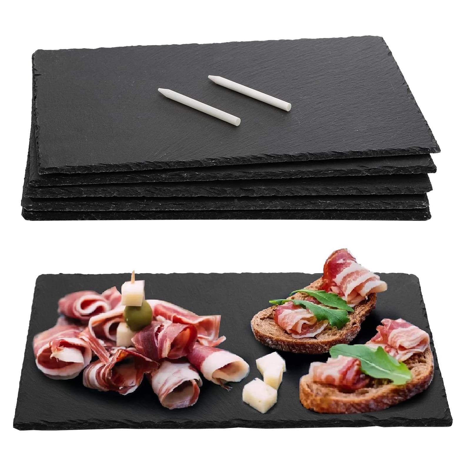 Hacaroa Tabla de Queso de Pizarra 6 Piezas 30x20 cm