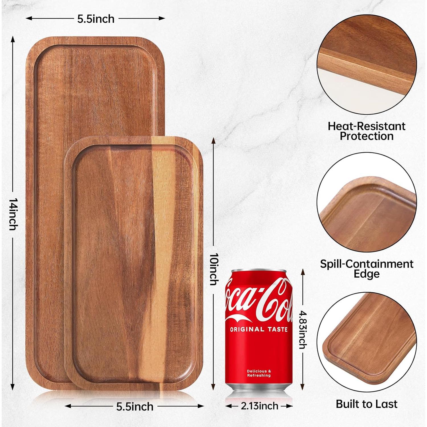 Bandeja de Madera de Acacia HOMKULA 35.56x13.97cm Rectangular