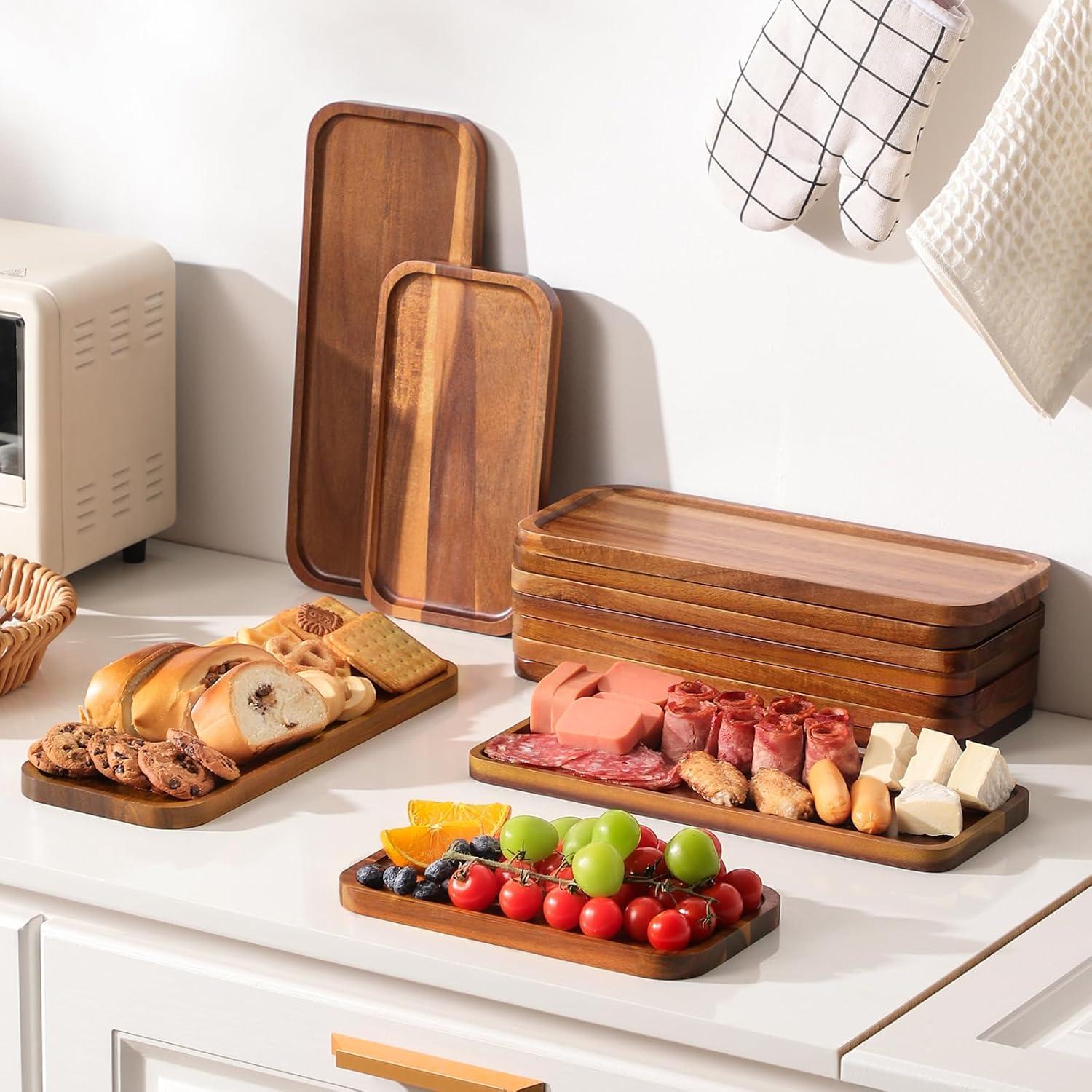 Bandeja de Madera de Acacia HOMKULA 35.56x13.97cm Rectangular