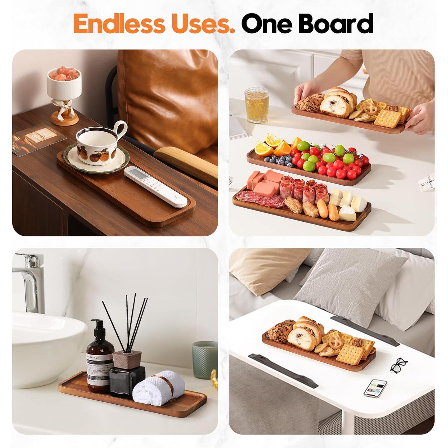 Bandeja de Madera de Acacia HOMKULA 35.56x13.97cm Rectangular