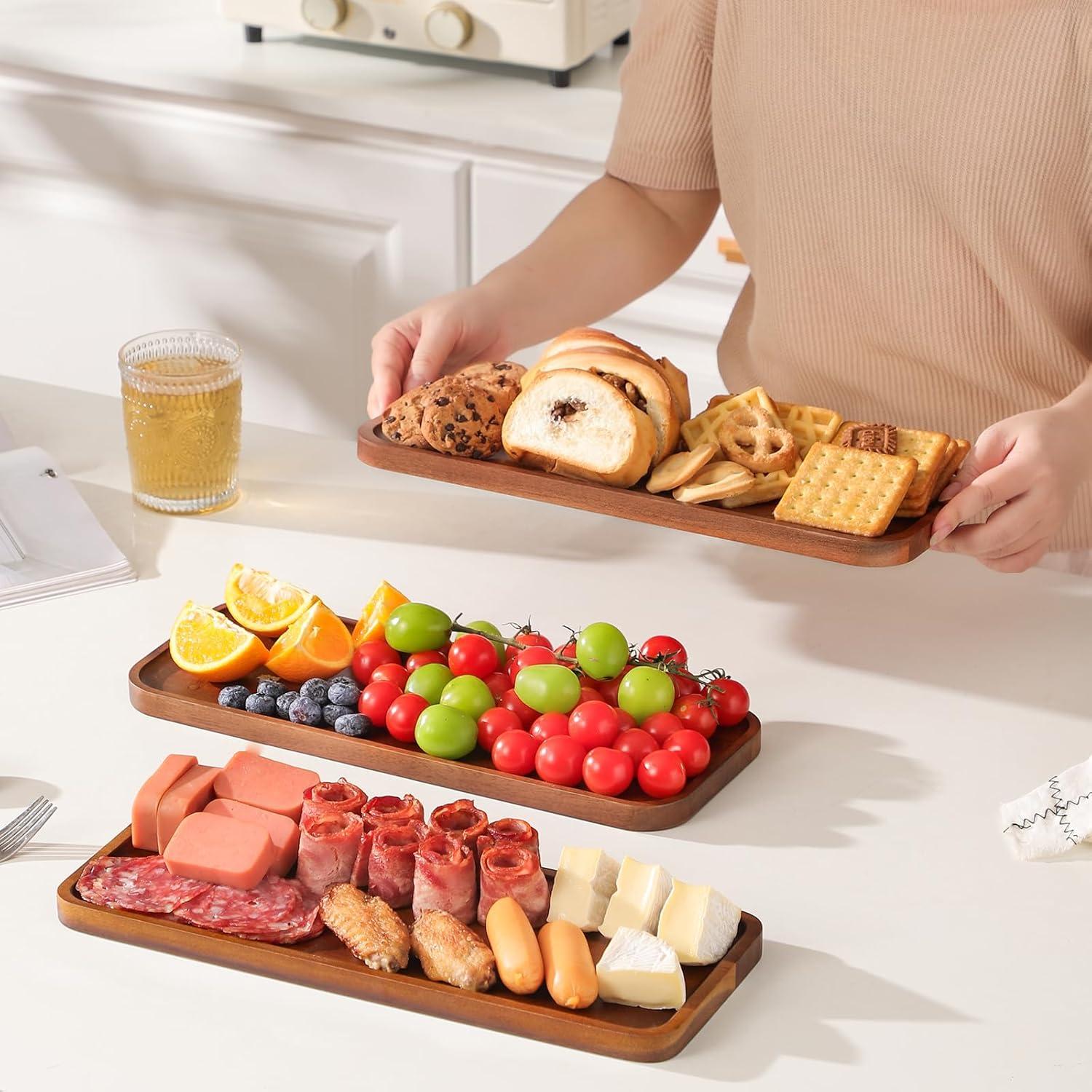 Bandeja de Madera de Acacia HOMKULA 35.56x13.97cm Rectangular