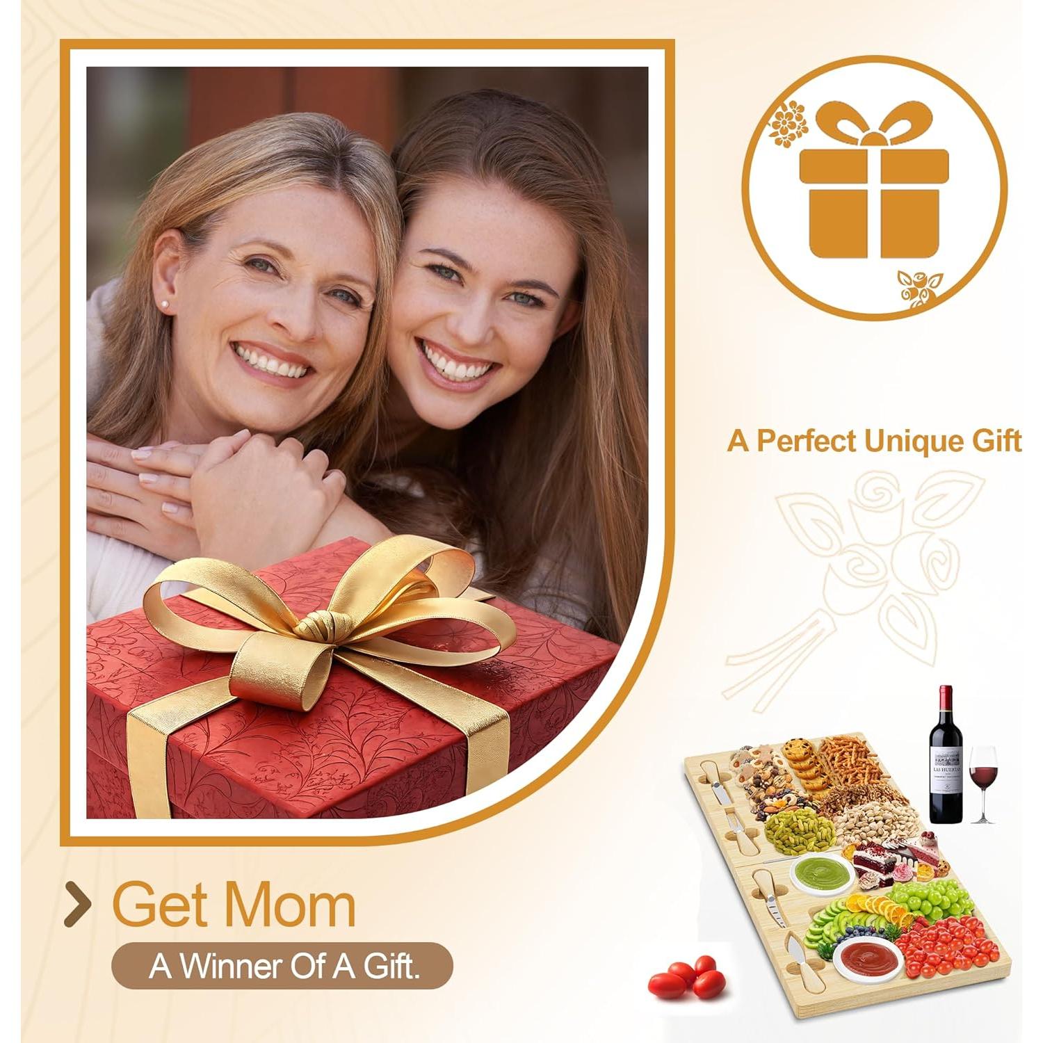 Juego de Tablas de Charcutería QooWare de Bambú Plegable 1.74kg