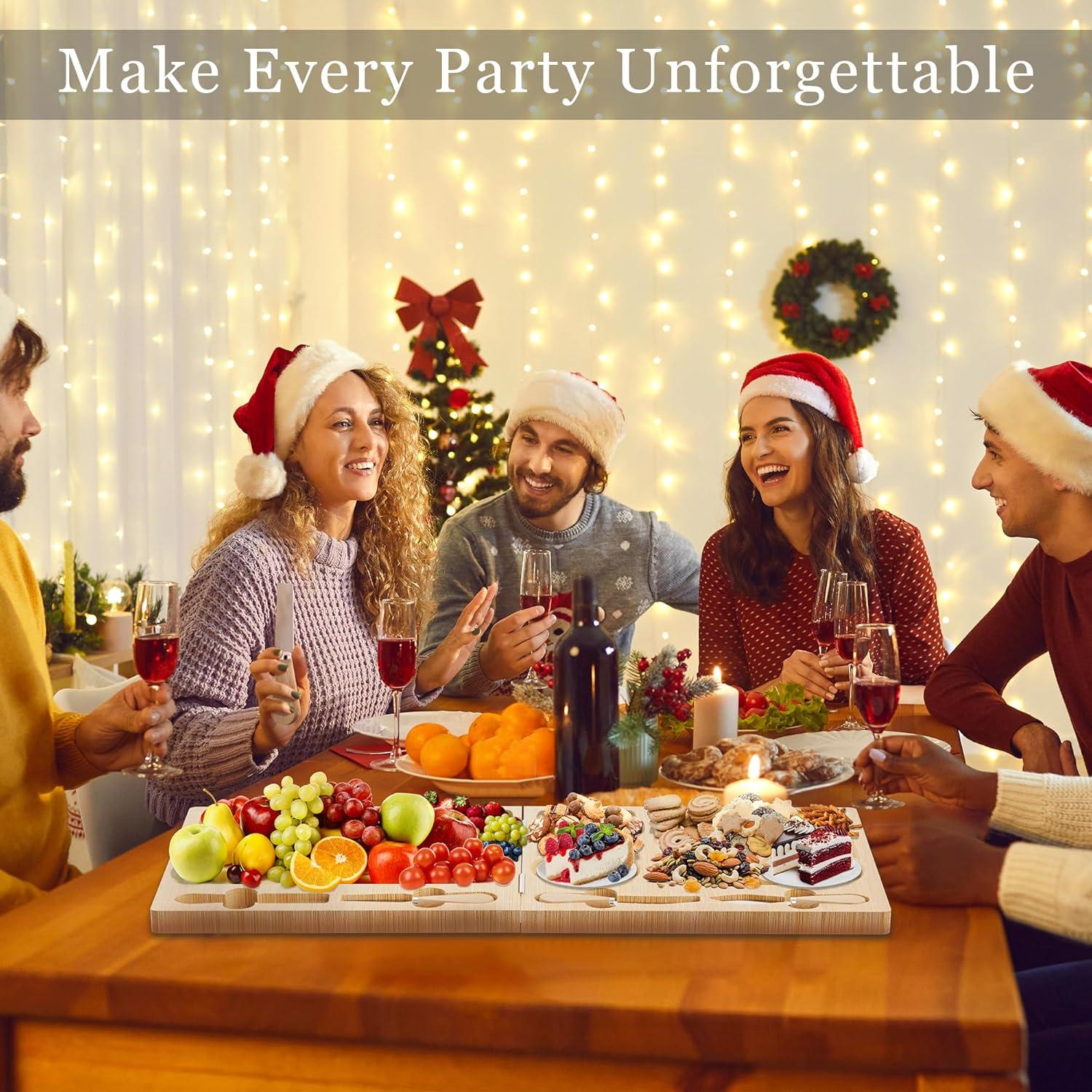 Juego de Tablas de Charcutería QooWare de Bambú Plegable 1.74kg