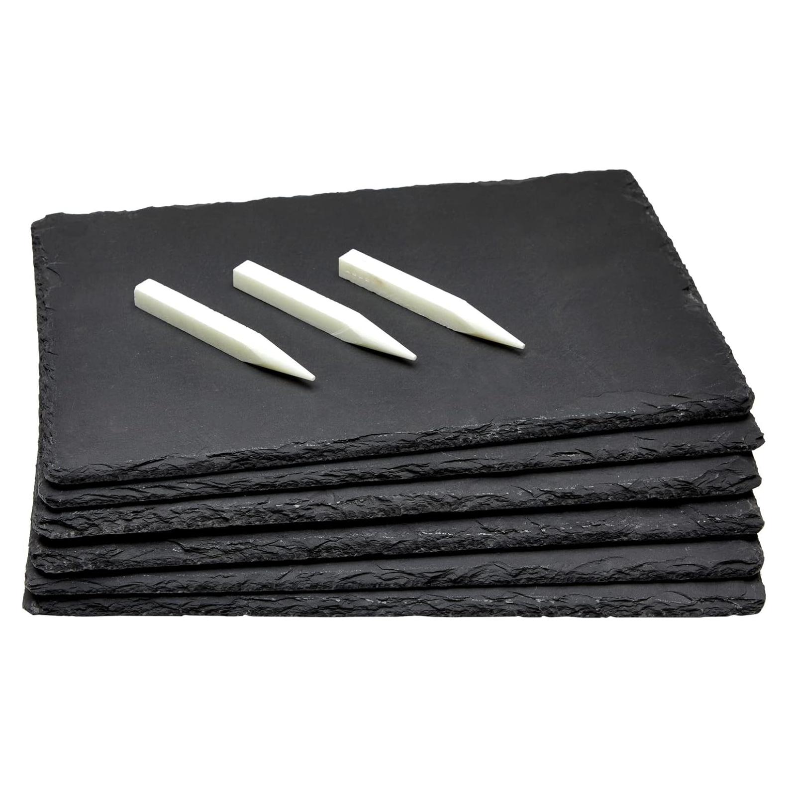 Juvale Set de 6 Tablas de Pizarra Negra para Queso 30x20cm