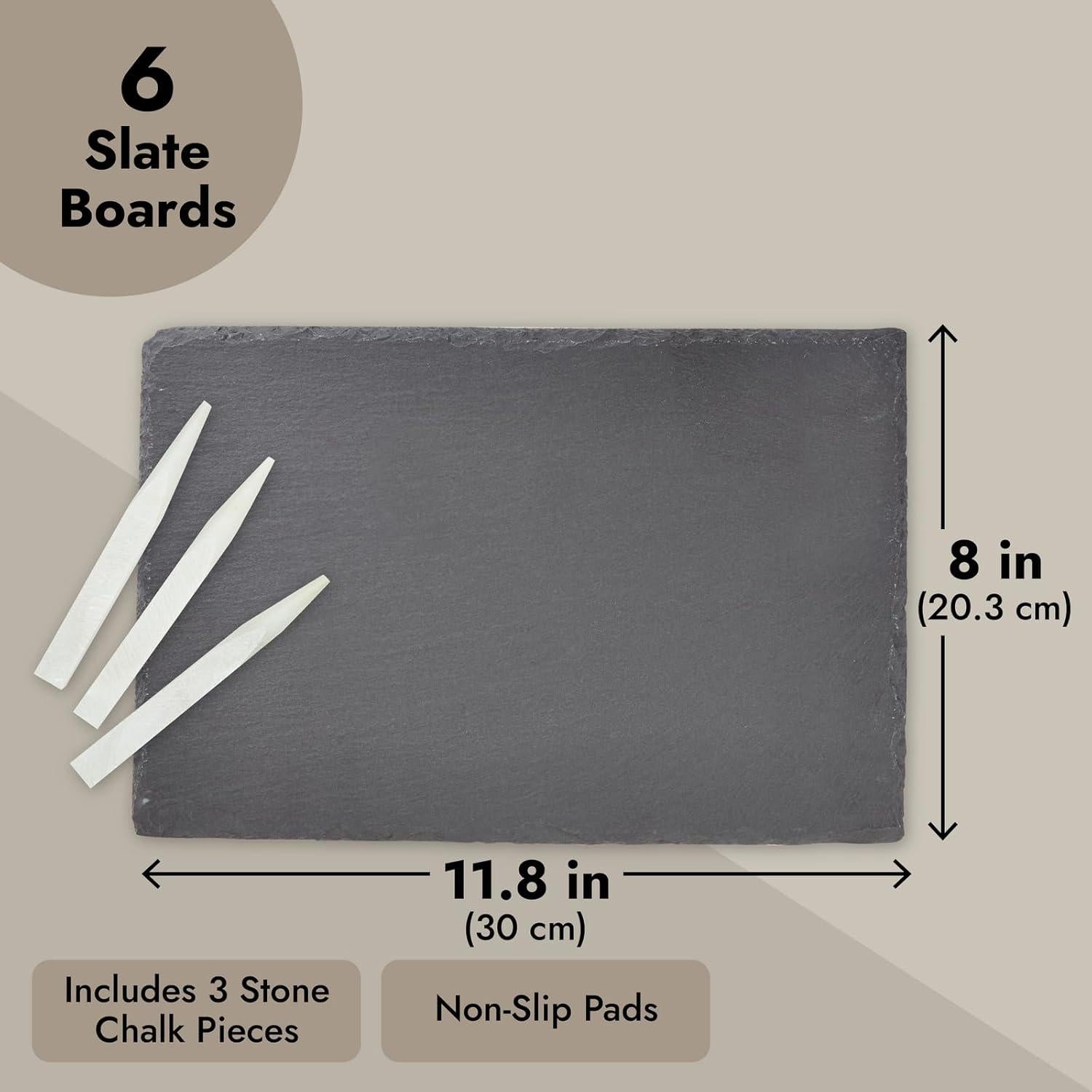 Juvale Set de 6 Tablas de Pizarra Negra para Queso 30x20cm