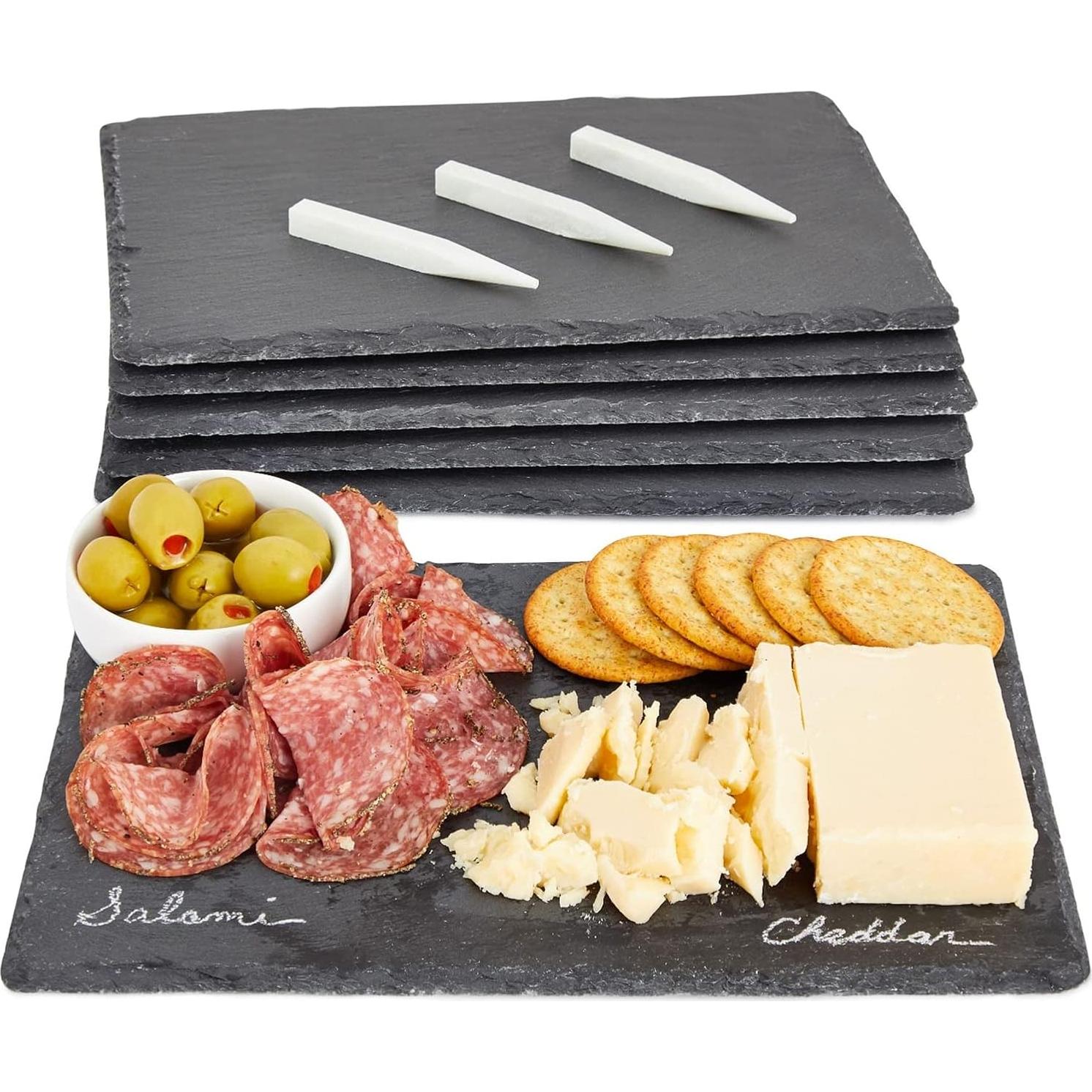 Juvale Set de 6 Tablas de Pizarra Negra para Queso 30x20cm