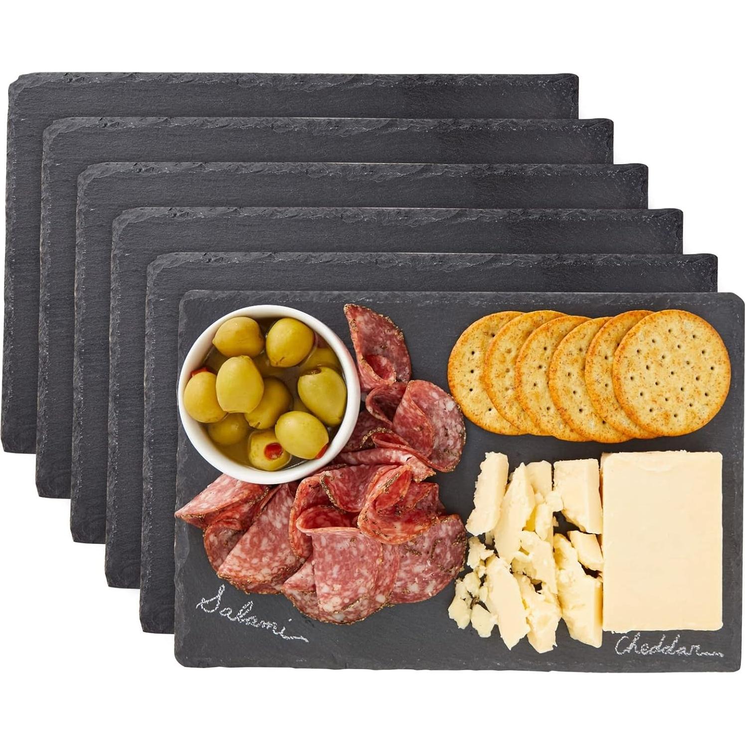 Juvale Set de 6 Tablas de Pizarra Negra para Queso 30x20cm