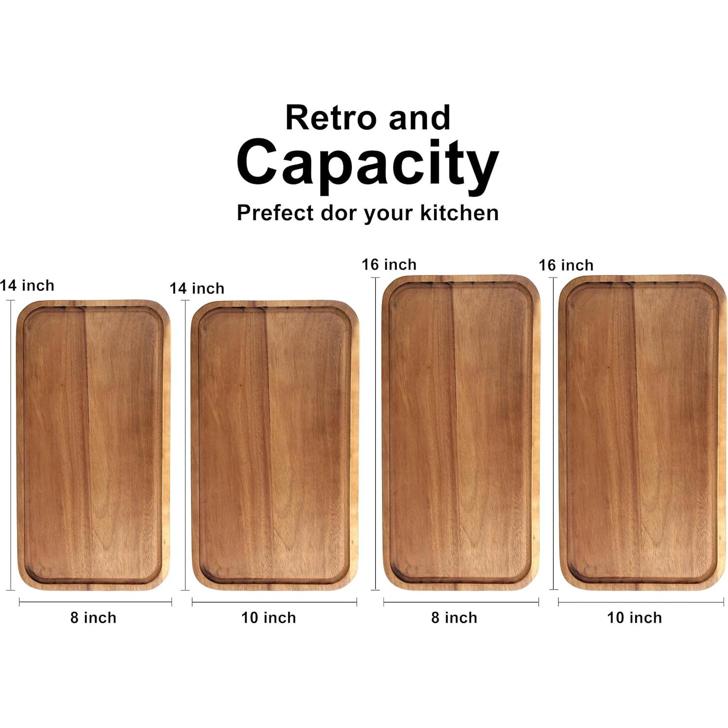 Bandeja de Servicio Rectangular Ayiaren 35,5x25,4cm Madera
