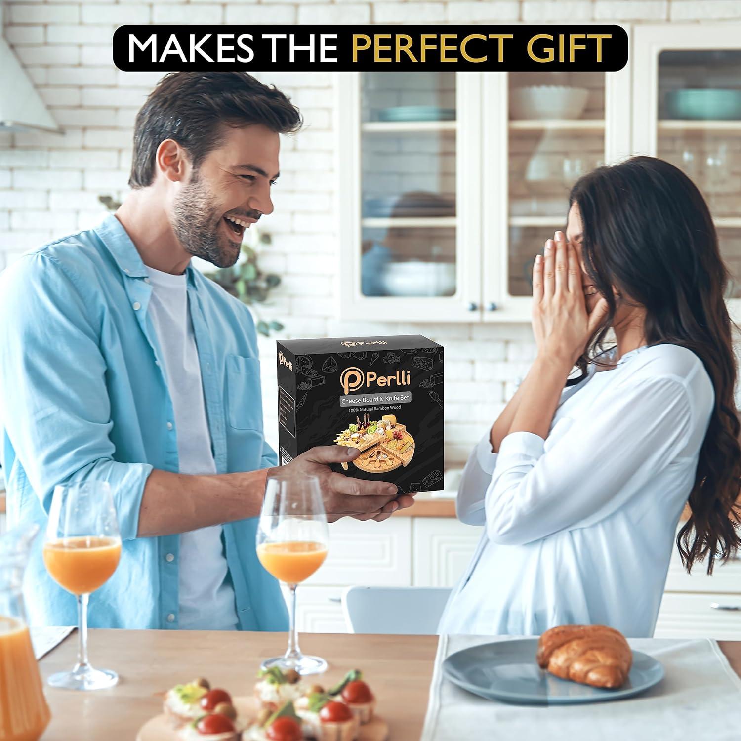 Tablero de Queso Perlli de Bambú 45,72 cm Redondo Plegable